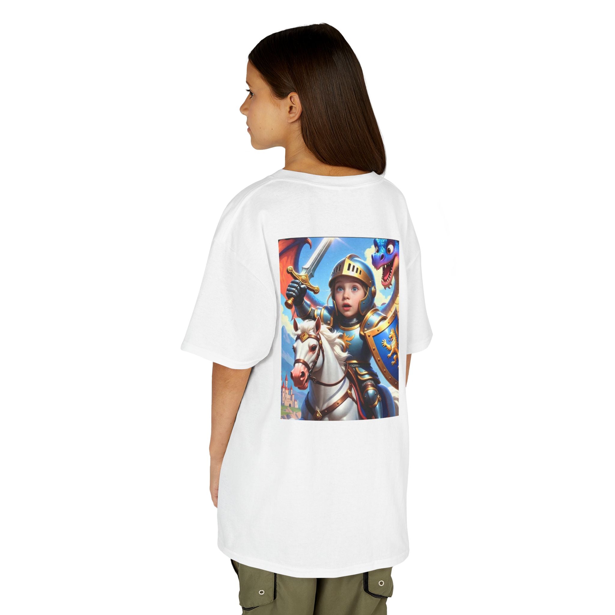 Kids Knight Tee — Brave Little Knight Riding a Horse Kids T‑Shirt