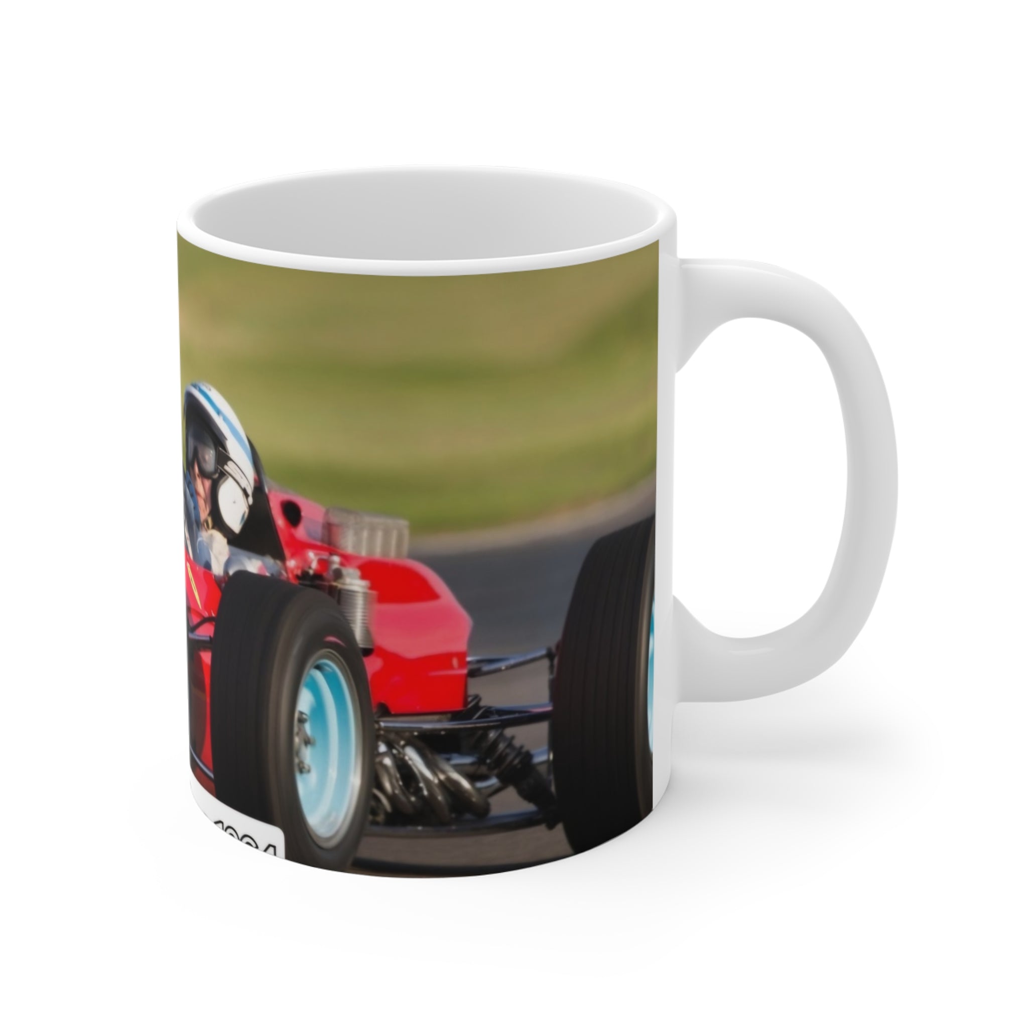 Racing History of Speed Mug — Vintage Red Racecar 11oz Coffee Cup