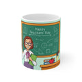 Happy Teacher's Day 11oz Ceramic Mug — Cute Teacher Cartoon Chalkboard Gift