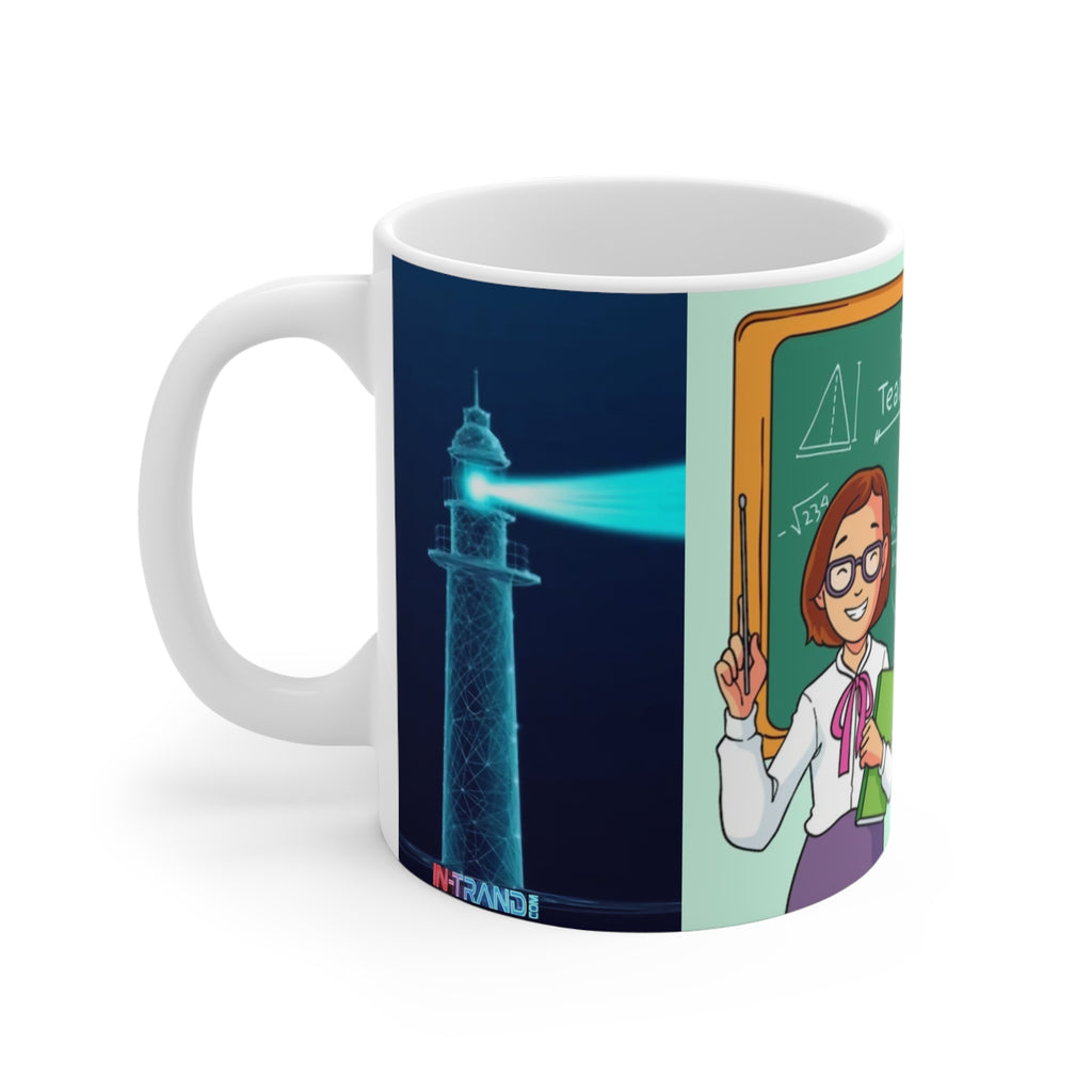 Happy Teacher's Day 11oz Ceramic Mug — Cute Teacher Cartoon Chalkboard Gift