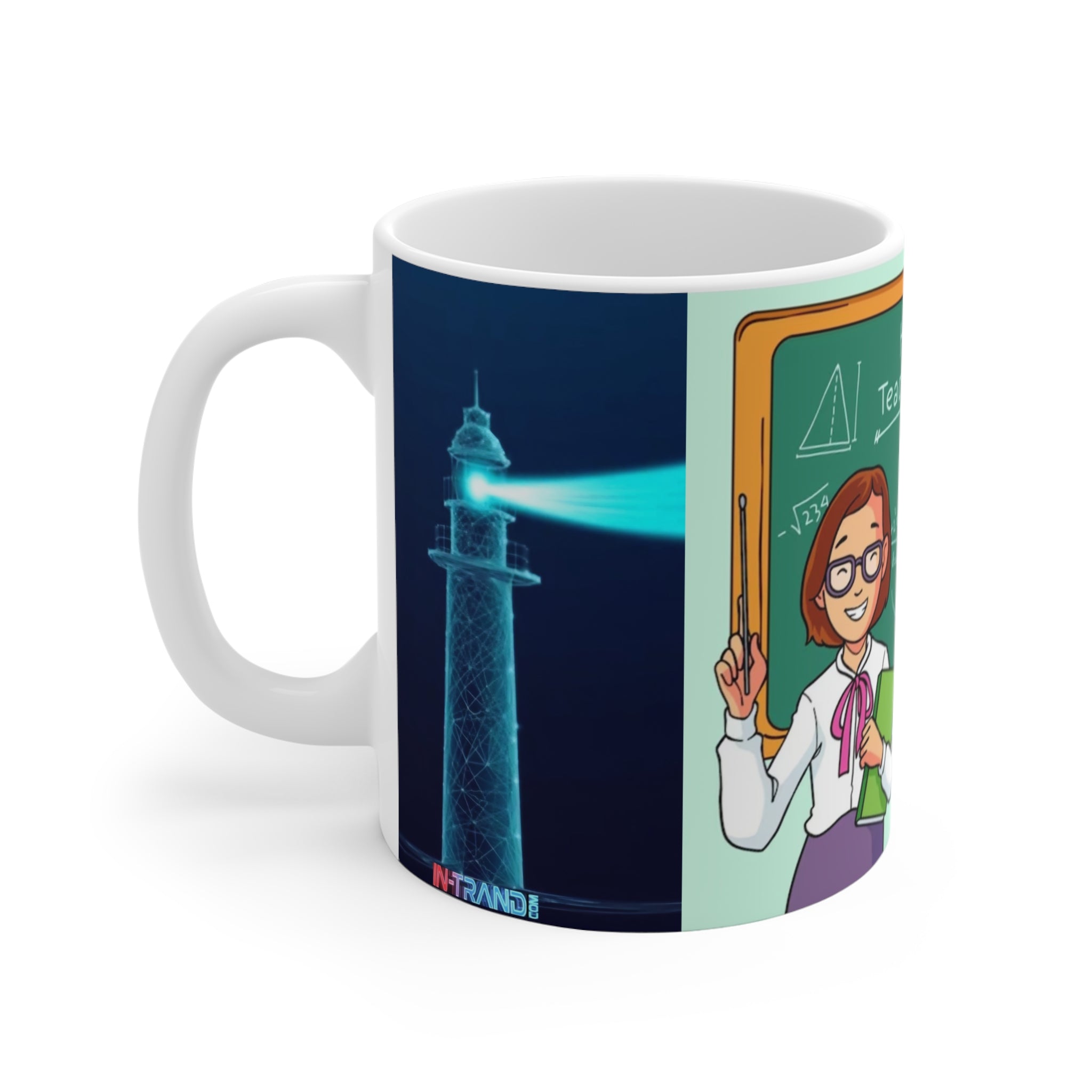 Happy Teacher's Day 11oz Ceramic Mug — Cute Teacher Cartoon Chalkboard Gift