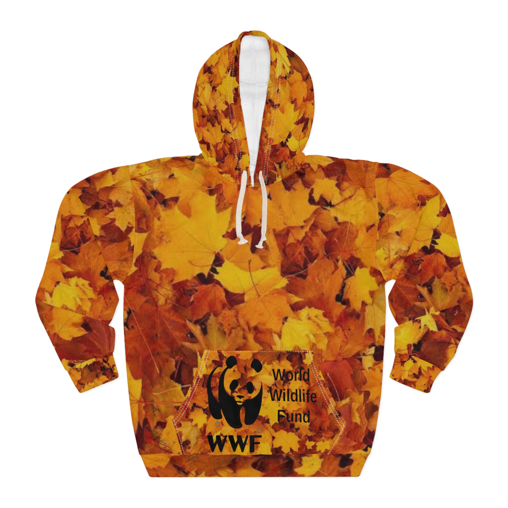HOODIE COOL NATURE-  Leopard Fall Leaves Hoodie — WWF Wildlife Autumn Pullover