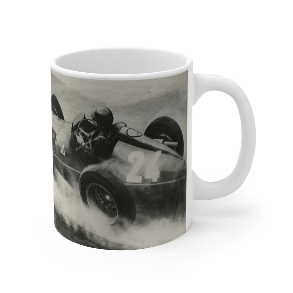 💎 Racing Mug — 'The History of Speed' Vintage Flag Racecar Coffee Cup 💎