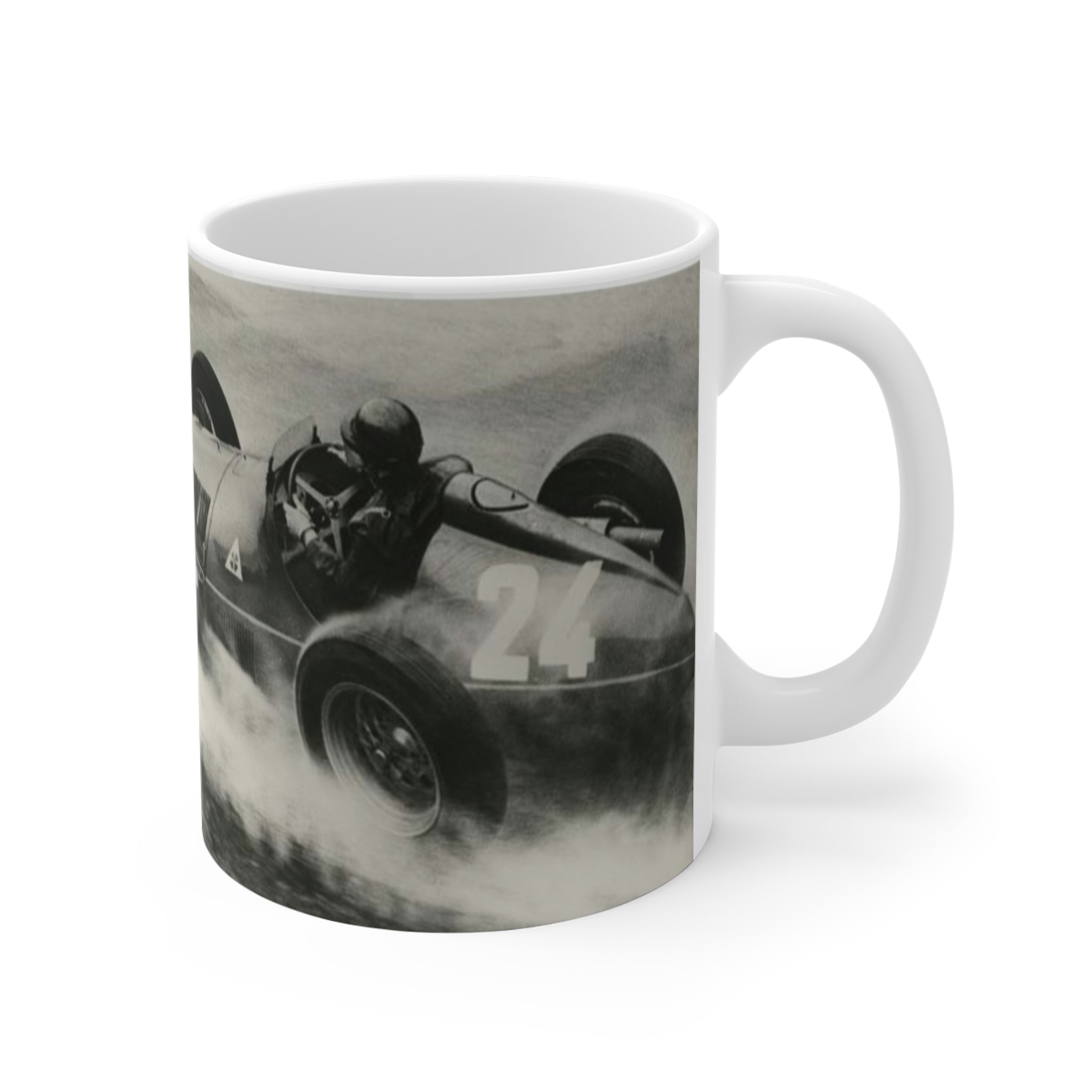 Racing Mug — 'The History of Speed' Vintage Flag Racecar Coffee Cup