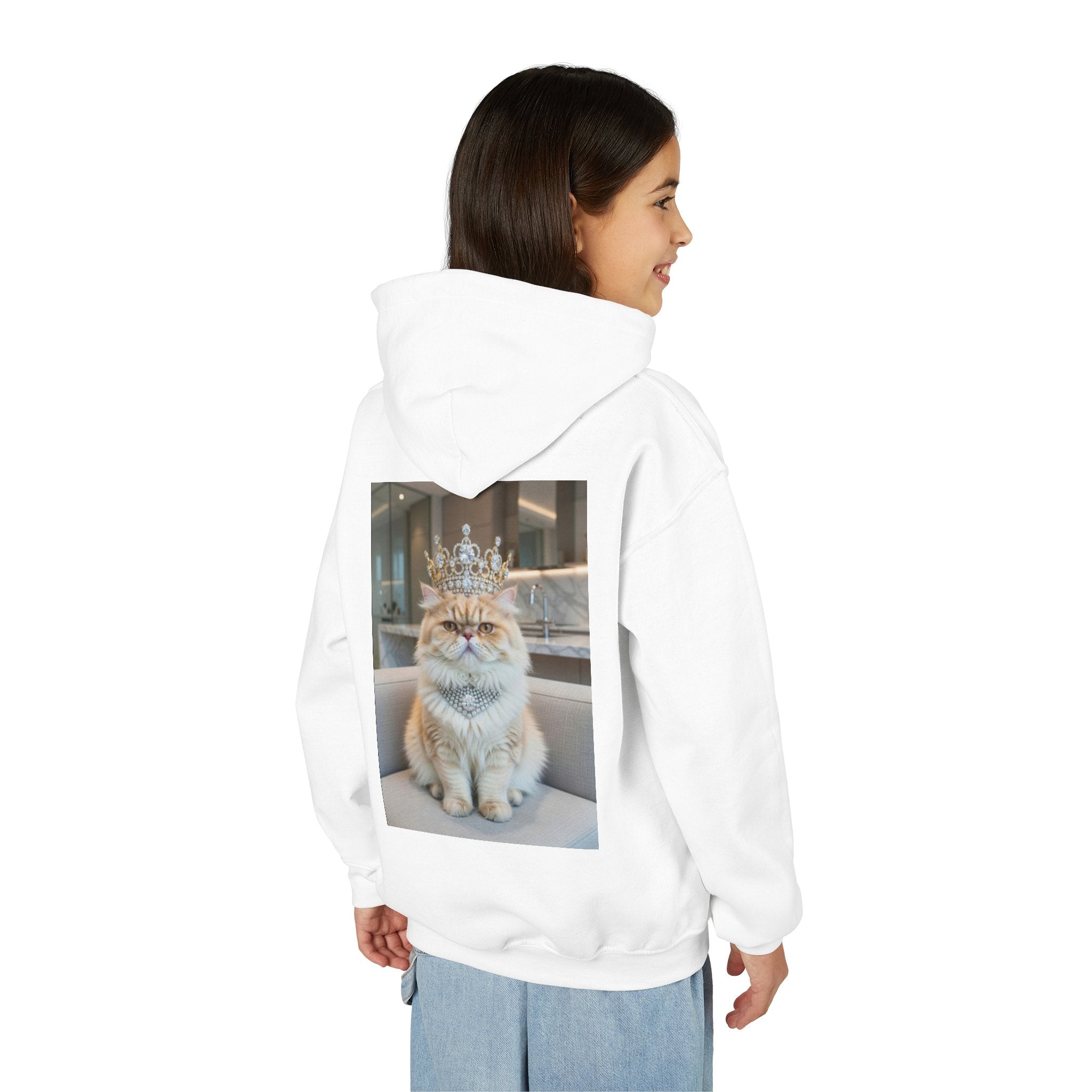 Cat Crown Hoodie — Regal Kitten Youth Pullover Sweatshirt