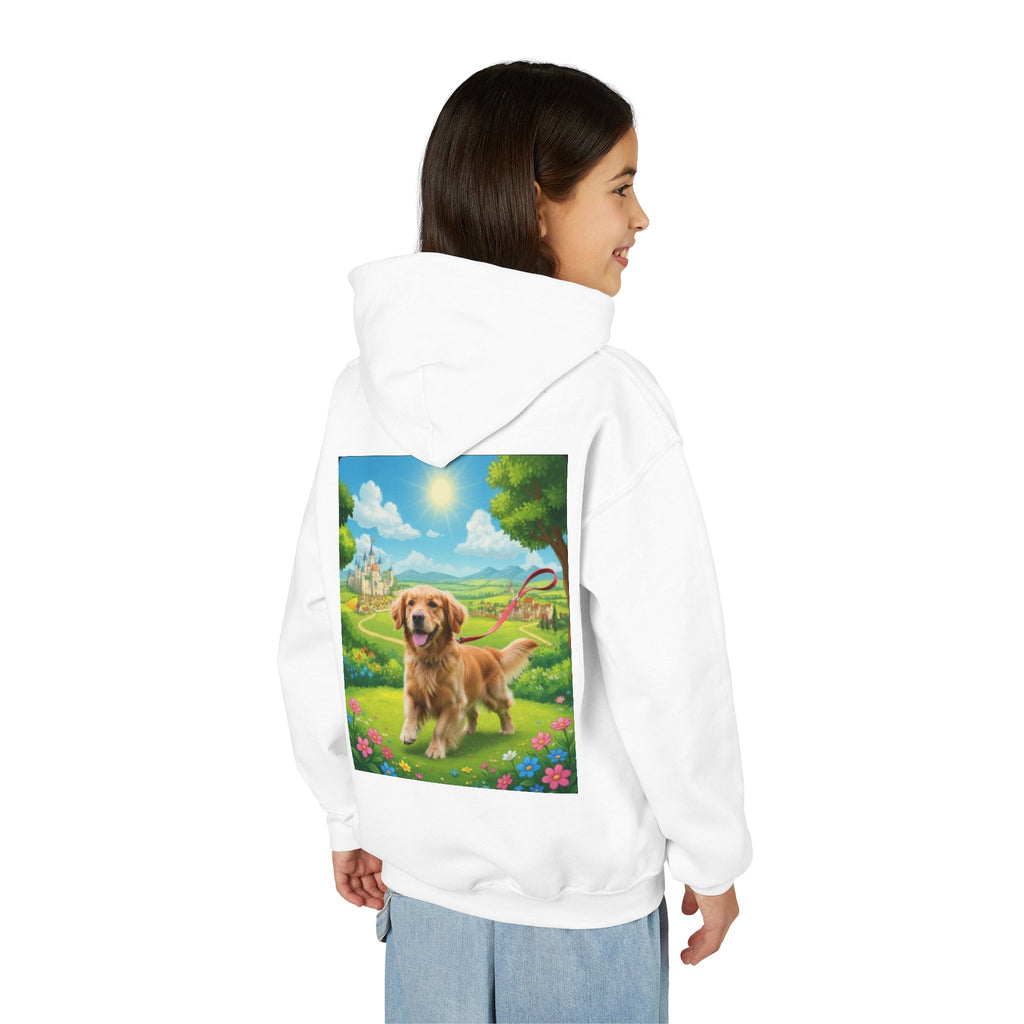 Golden Retriever Hoodie — Cute Dog Kids Sweatshirt, Sunny Meadow Pet Design