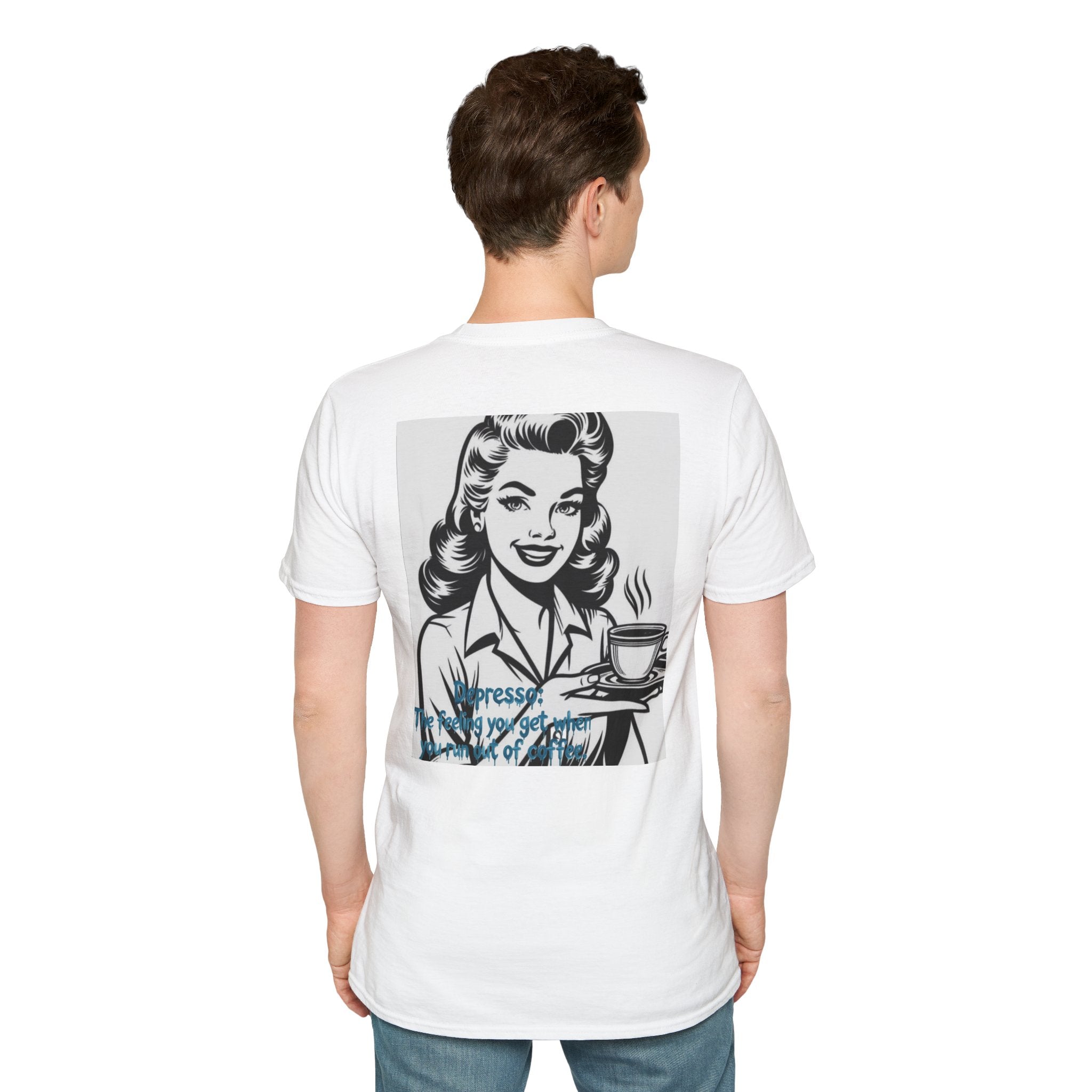 Retro Coffee Tee — 'Depressed? Try Coffee' Vintage Pop Art T-Shirt
