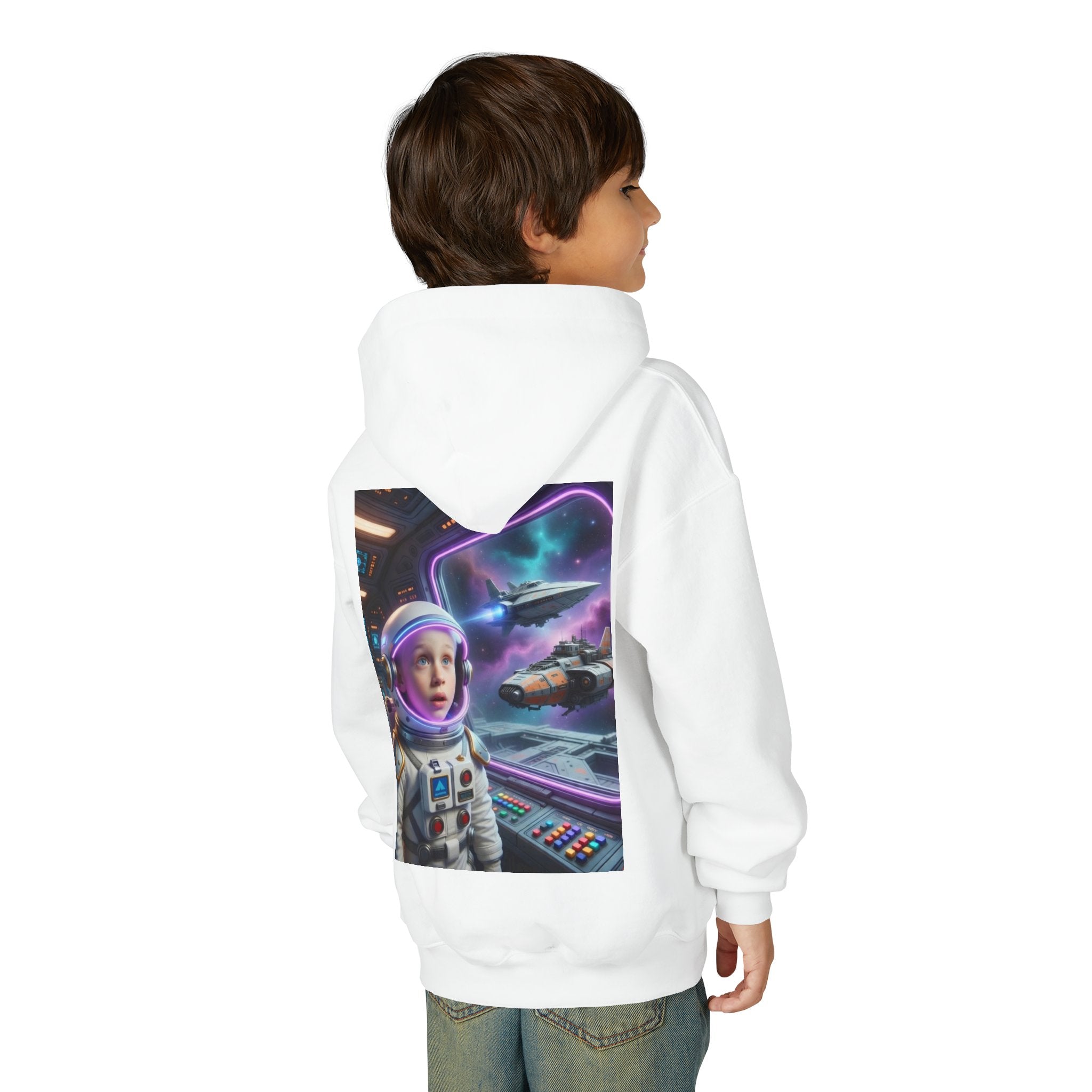 Kids Space Explorer Hoodie — Astronaut Window Design