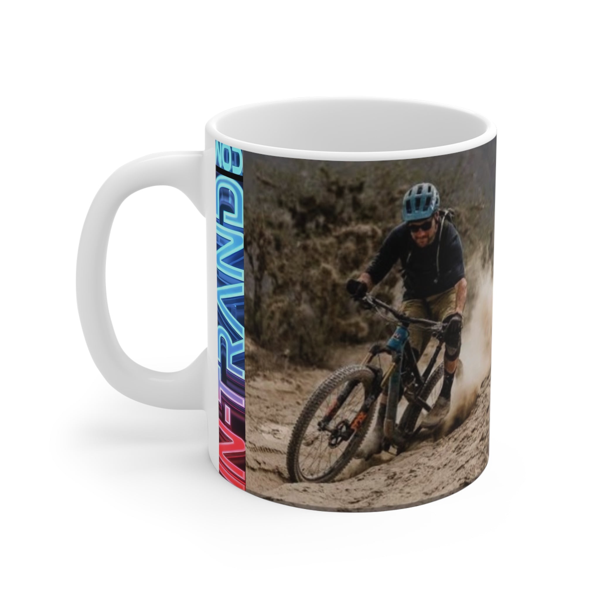 Mountain Biking Photo Mug – “Anyone Who Rides A Bicycle” 11oz Coffee Cup
