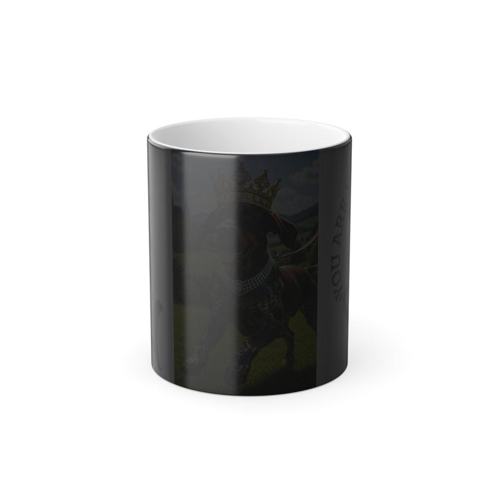 Color Morphing Mug — "You Are My Human" Dachshund Crowned King Design, 11oz
