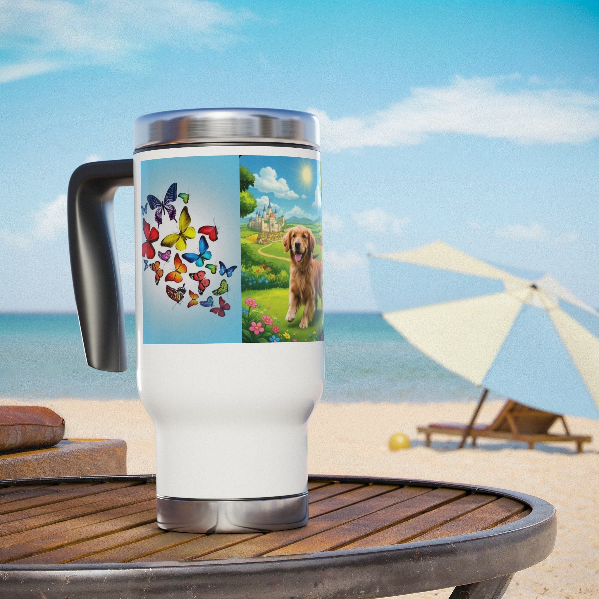 Stainless Steel Travel Mug with Handle, 14oz