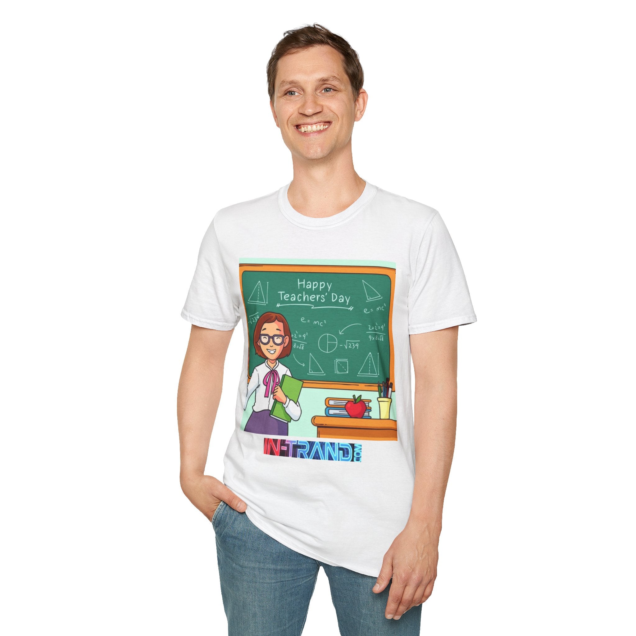 Teachers Day T-Shirt - Happy Teacher Cartoon Chalkboard Design