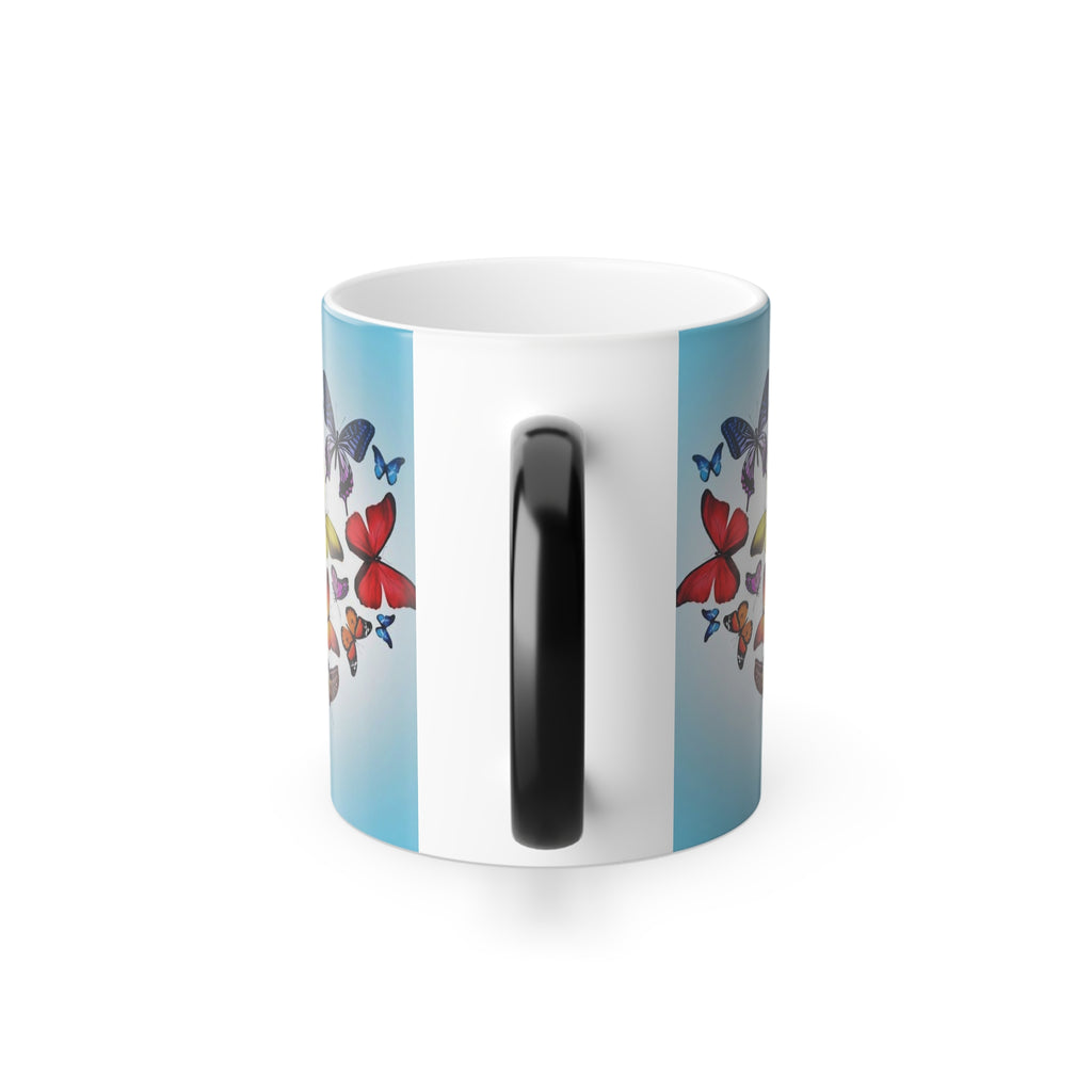Color-Changing Cat Mug — Royal Siamese with Butterflies, 11oz