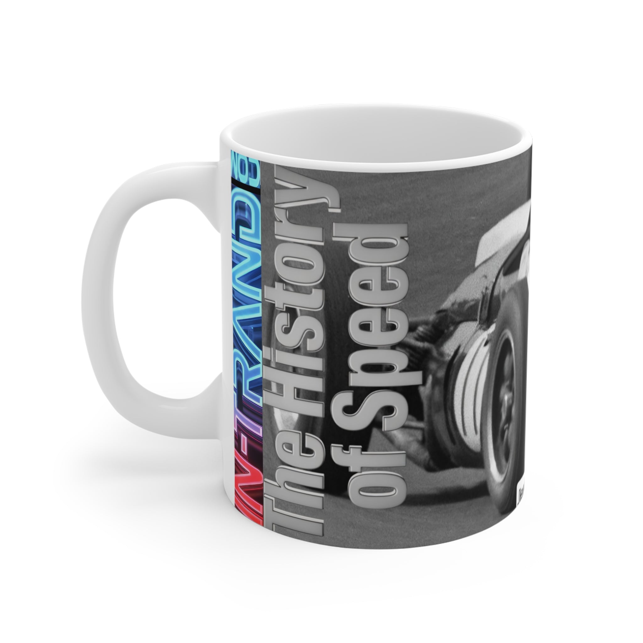 Racing Mug — 'The History of Speed' Vintage Race Car Coffee Cup