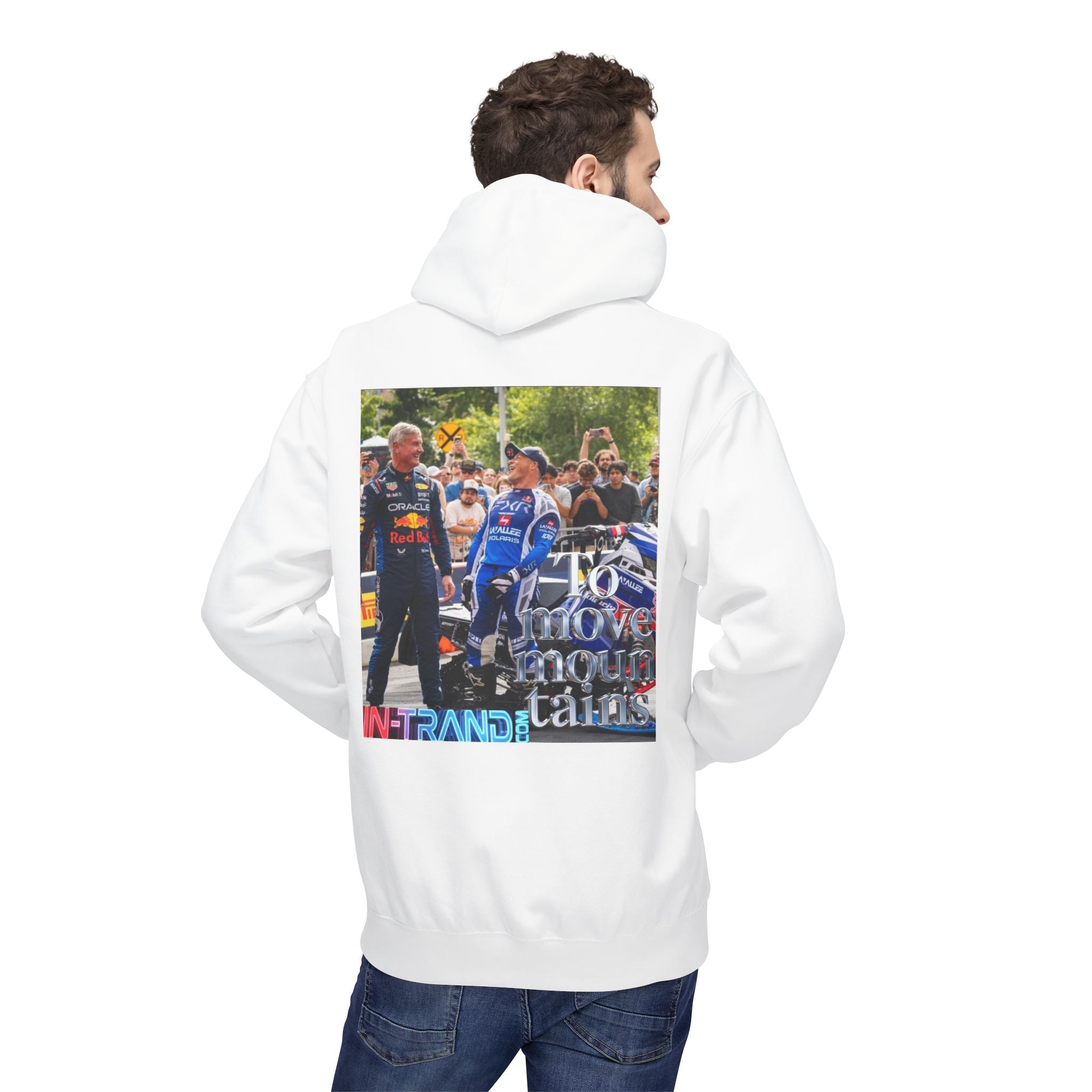Hoodie — Racing Team Photo Hoodie with 'To Move Is To Live' Graphic
