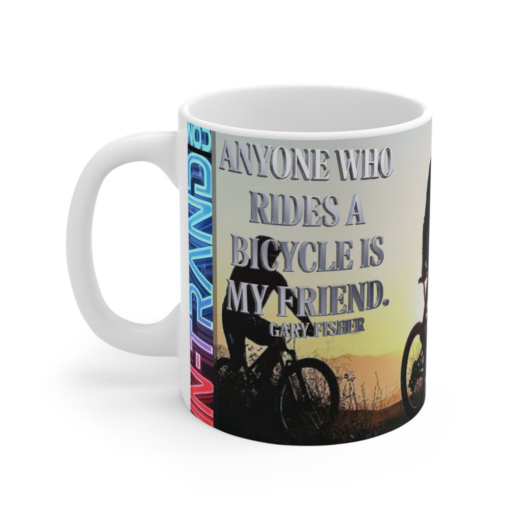 💎 Bicycle Mug — 'Anyone Who Rides a Bicycle Is My Friend' Sunrise Cycling Coffee Cup 💎
