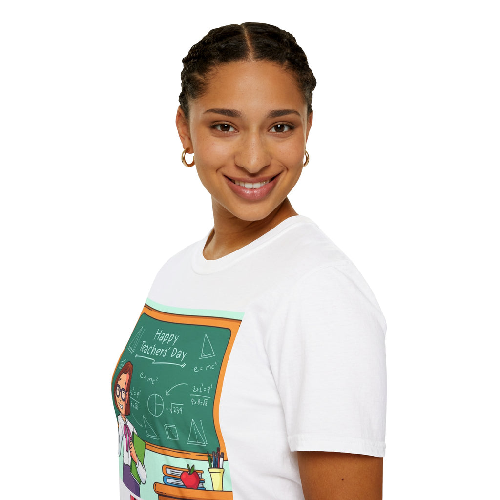 Teachers Day T-Shirt - Happy Teacher Cartoon Chalkboard Design