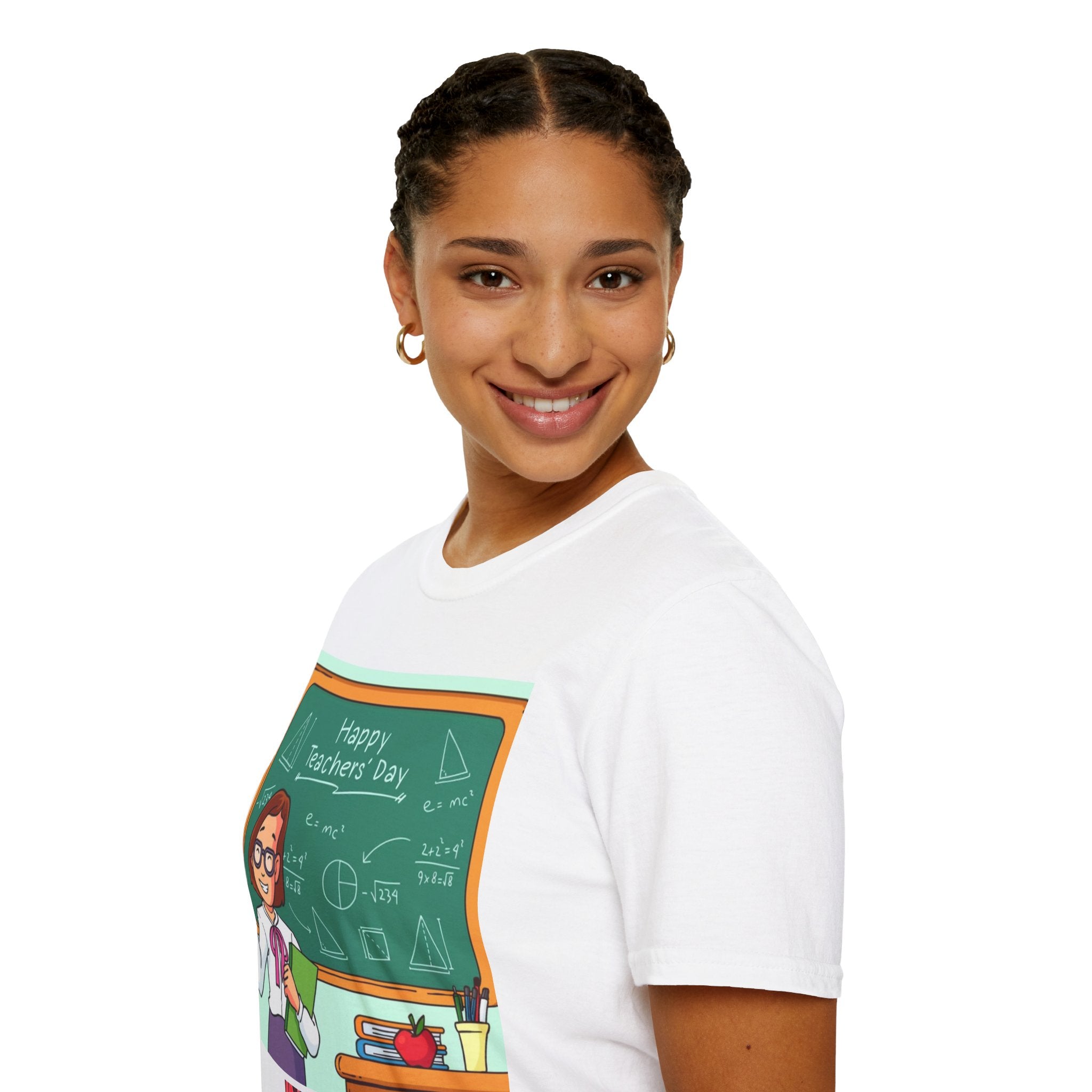 Teachers Day T-Shirt - Happy Teacher Cartoon Chalkboard Design