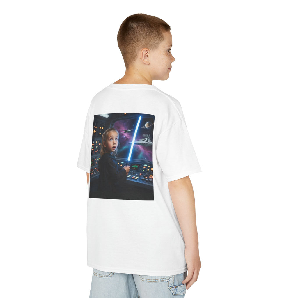 Kids Lightsaber Space Adventure Tee — Jedi Girl Sci‑Fi Graphic Shirt