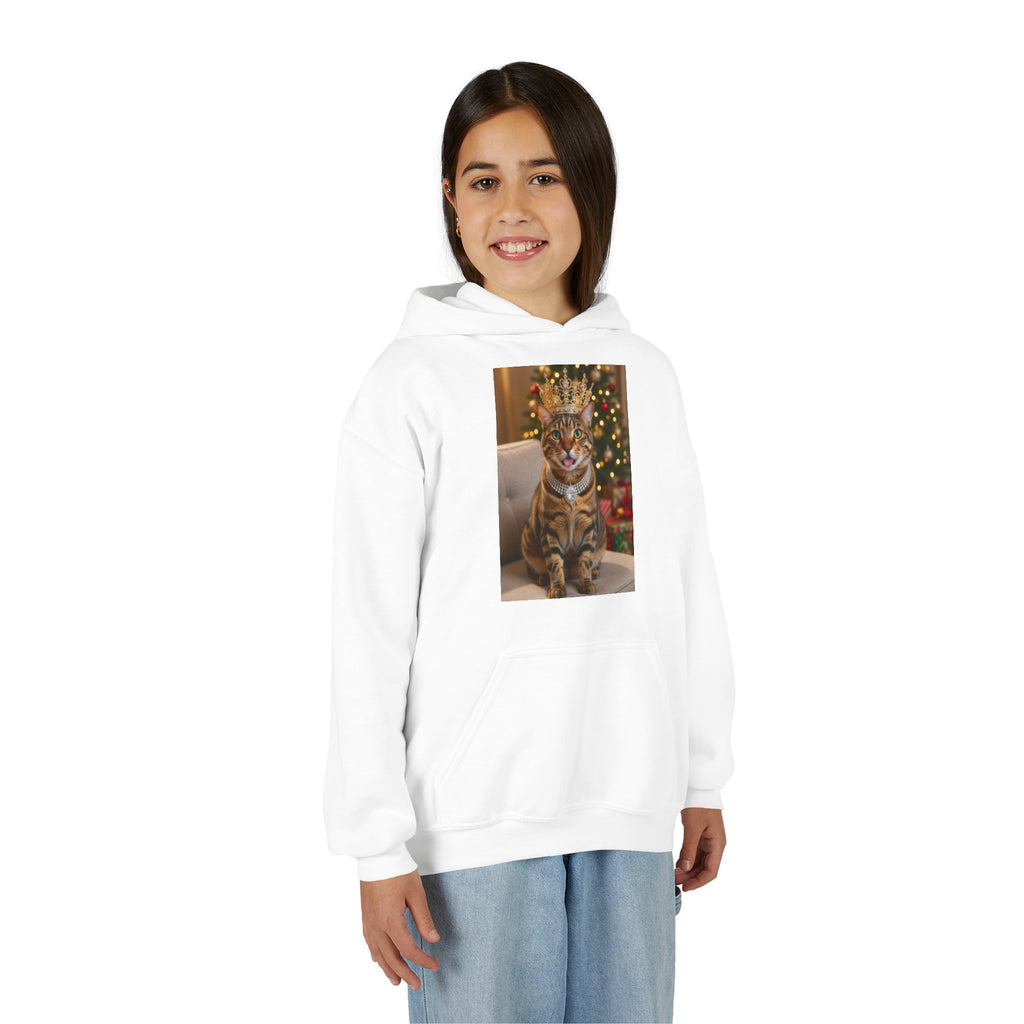 Youth Cat Hoodie — Royal Tabby Christmas Sweatshirt