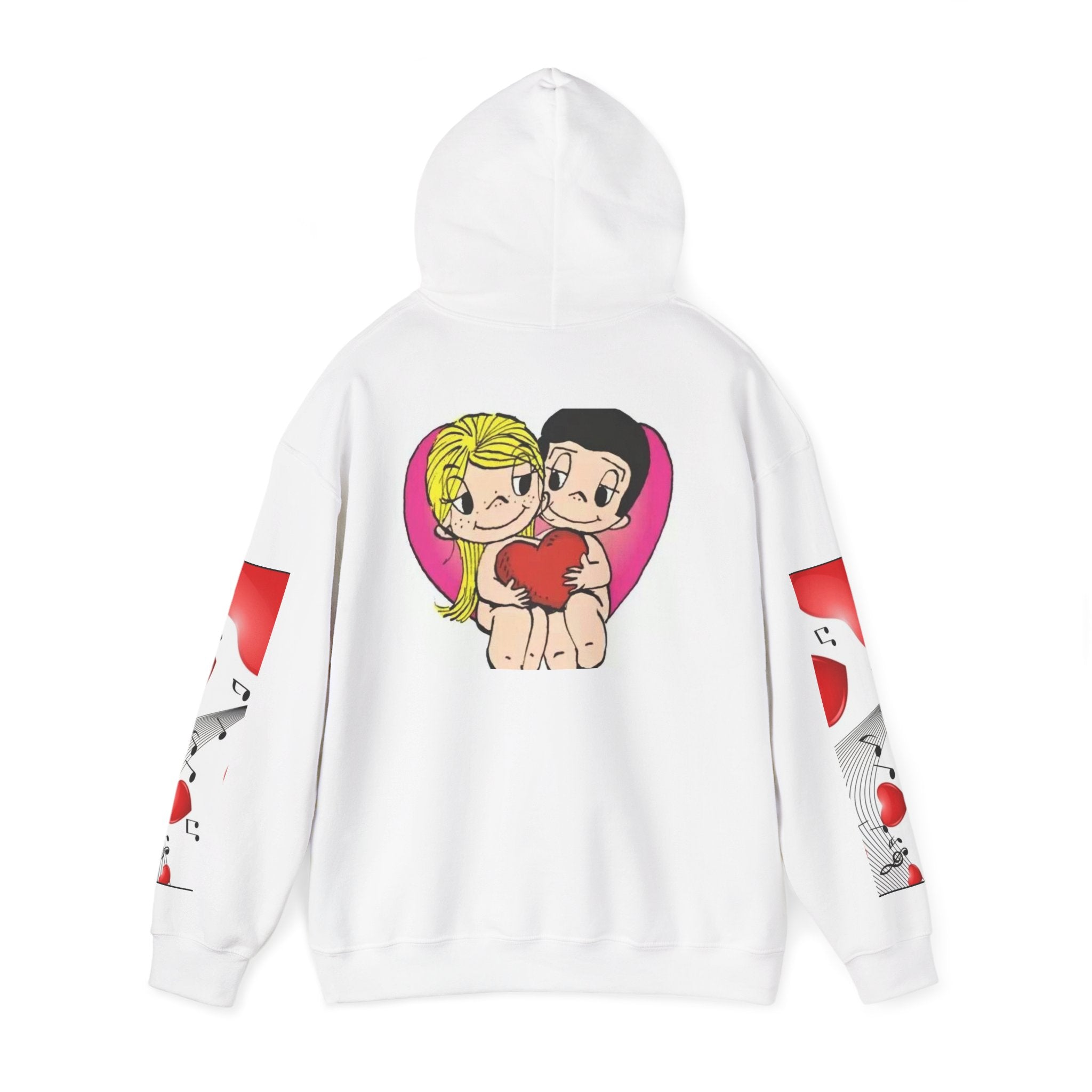 Hoodie — Cute Cartoon Couple Holding Heart Valentine Pullover