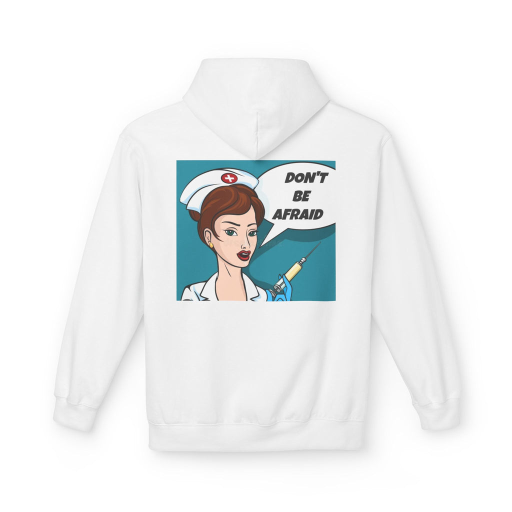 Nurse Pop Art Hoodie — "Don't Be Afraid" Retro Medical Crewneck