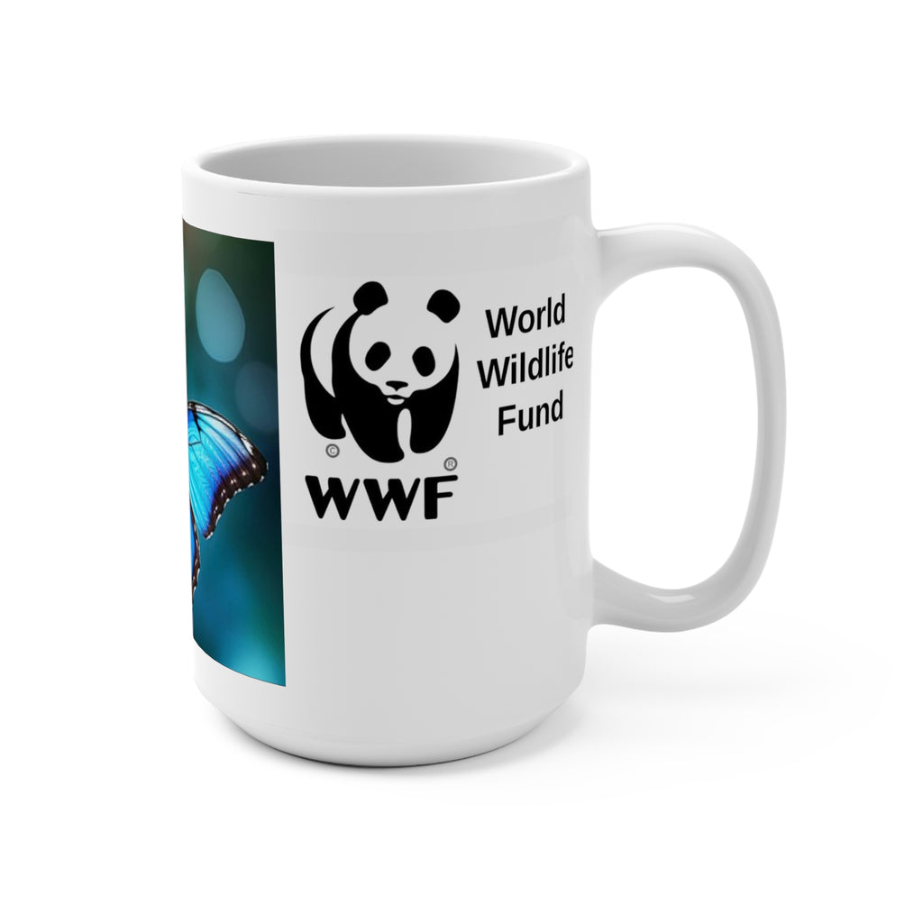 MUG NATURE WWF Blue Butterfly Conservation Mug — 15oz Ceramic Coffee Cup
