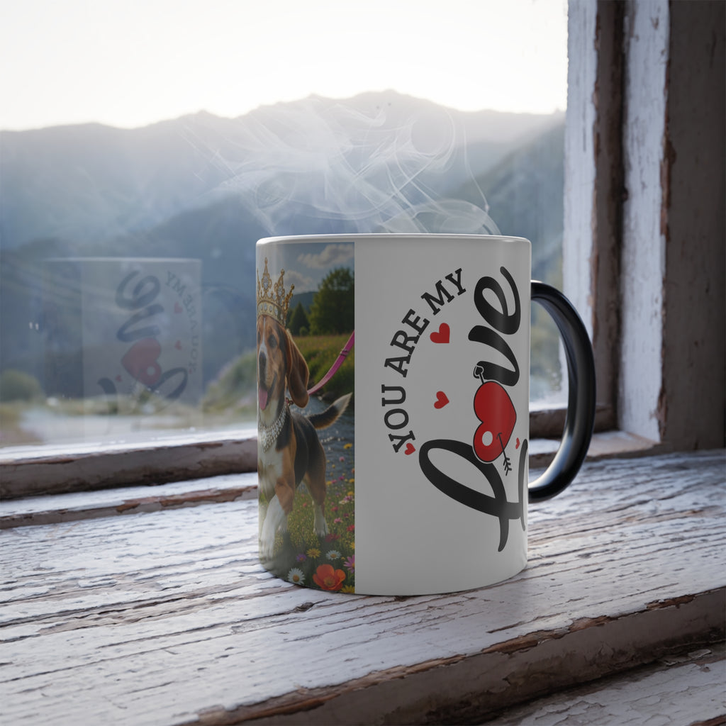 Color-Changing Dog Mug — "You Are My Sunshine" Crowned Beagle 11oz