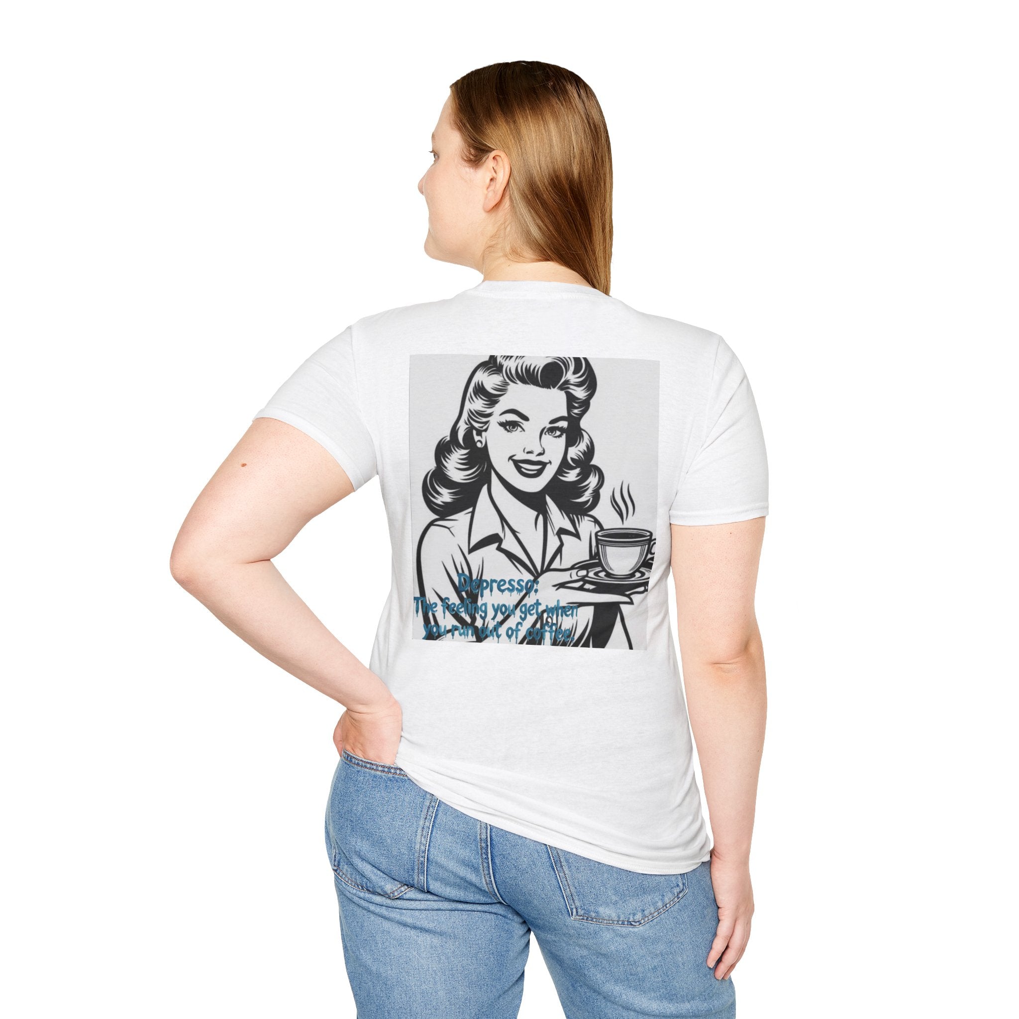 Retro Coffee Tee — 'Depressed? Try Coffee' Vintage Pop Art T-Shirt