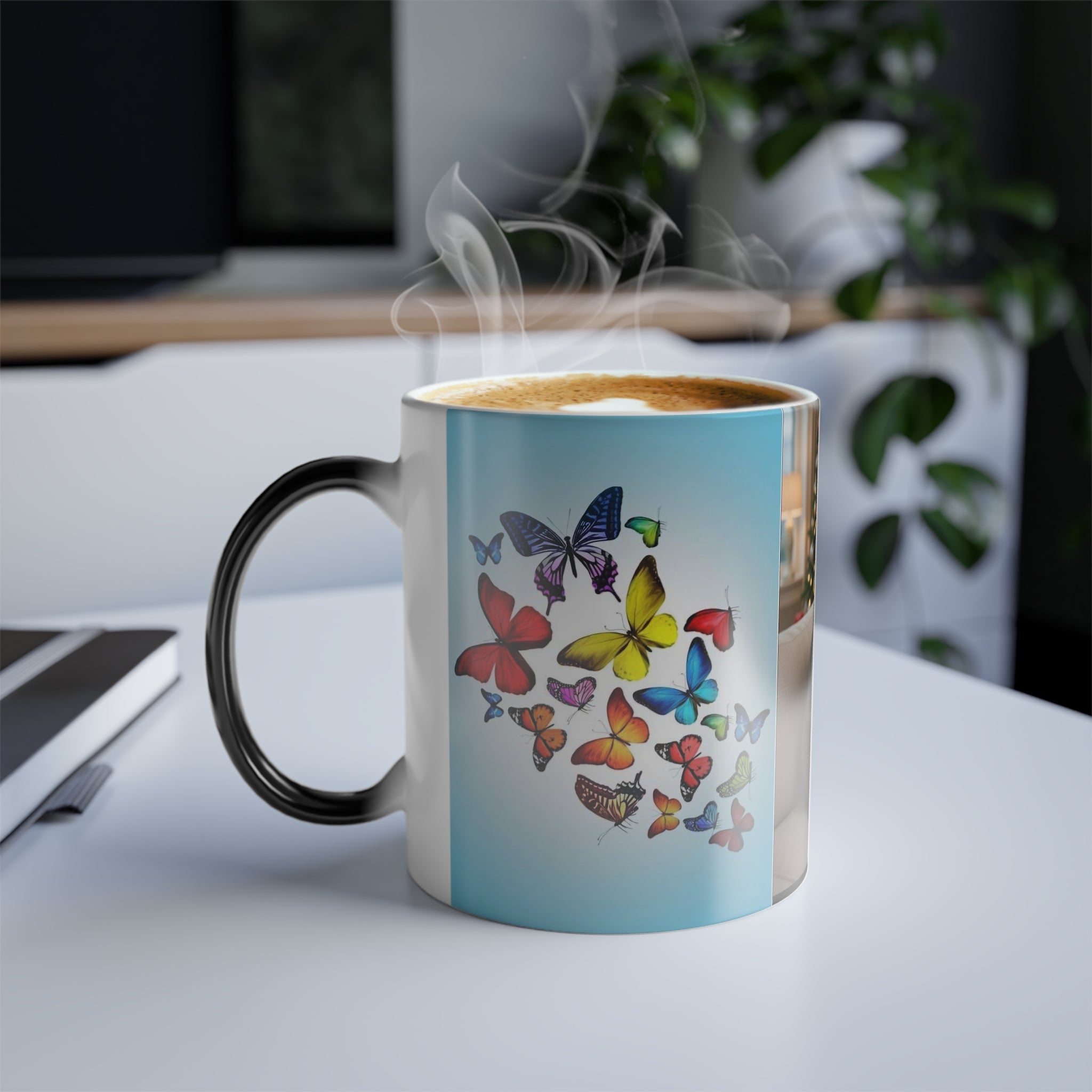 Color-Changing Mug — Royal Cat with Butterfly Accents (11oz)