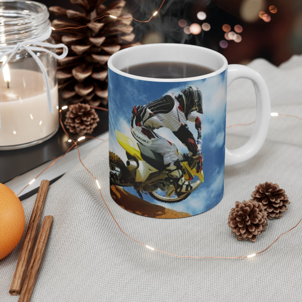 Motorcycle Mug - "Four wheels move the body, two wheels move the soul" Ceramic Coffee Cup (11oz)