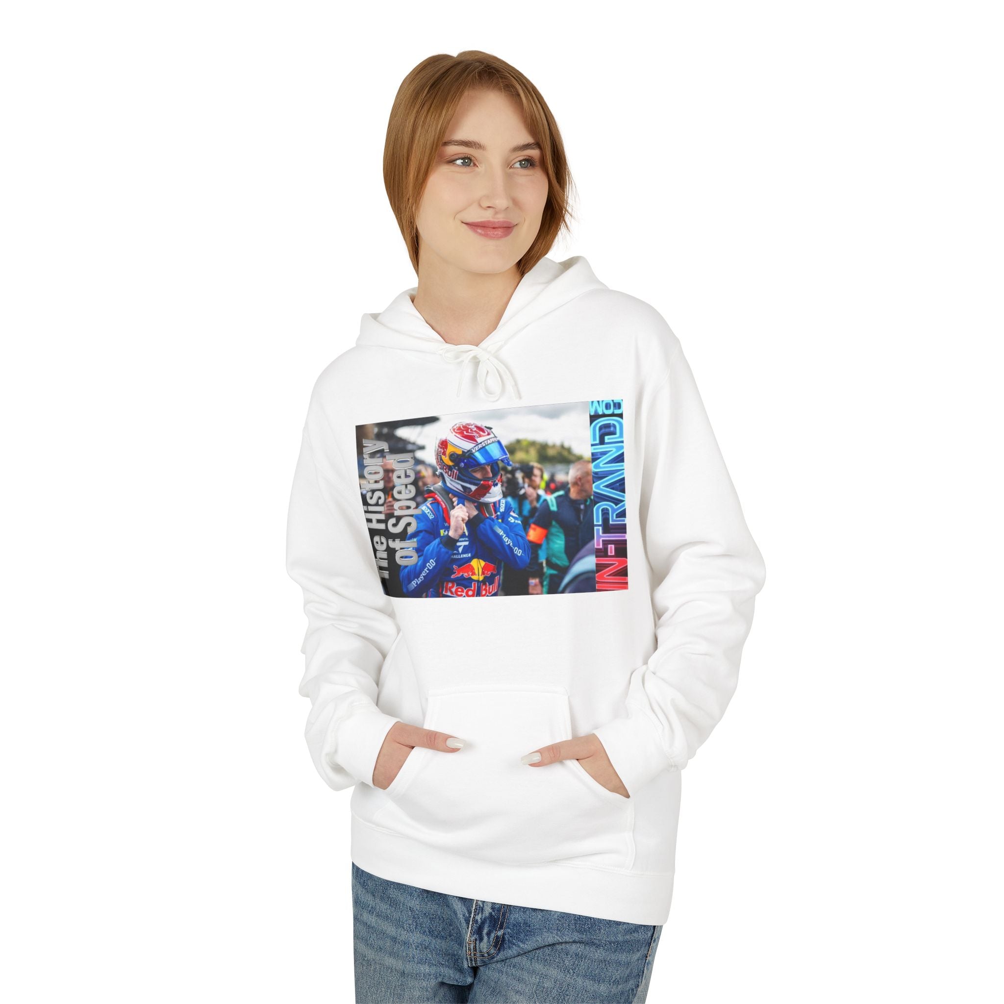 Racing Driver Hoodie — 'The History of Speed' Red Bull Helmet Print