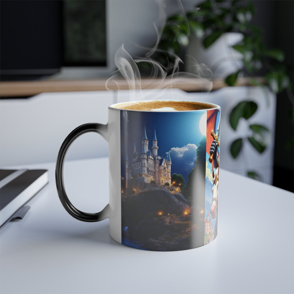 Color-Changing Kids' Knight Adventure Mug — 11oz Magic Morphing Mug with Dragon & Castle