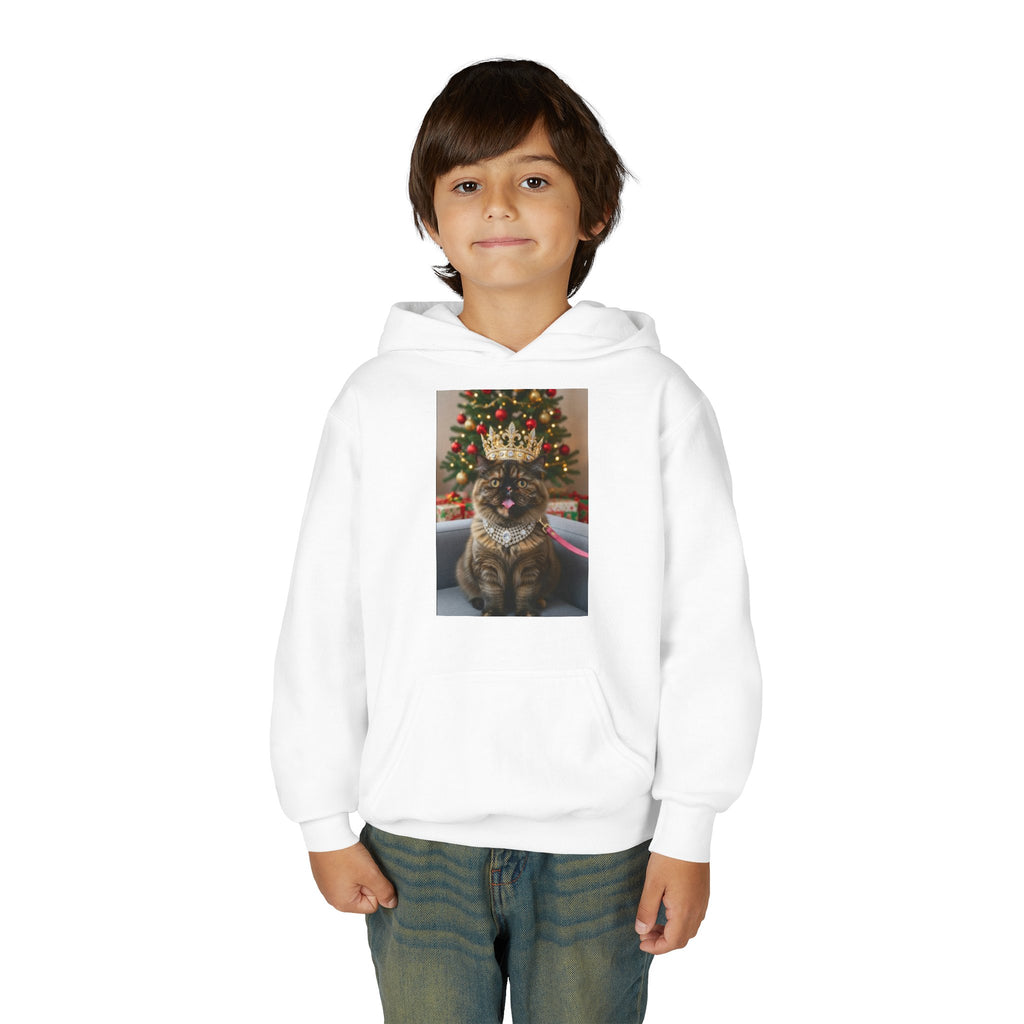Christmas Cat Crown Hoodie — Cute Holiday Kitty Sweatshirt for Kids