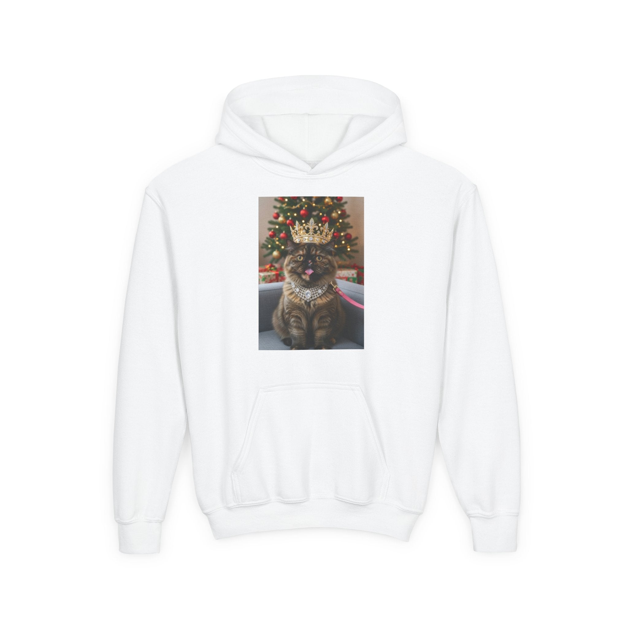 Christmas Cat Crown Hoodie — Cute Holiday Kitty Sweatshirt for Kids