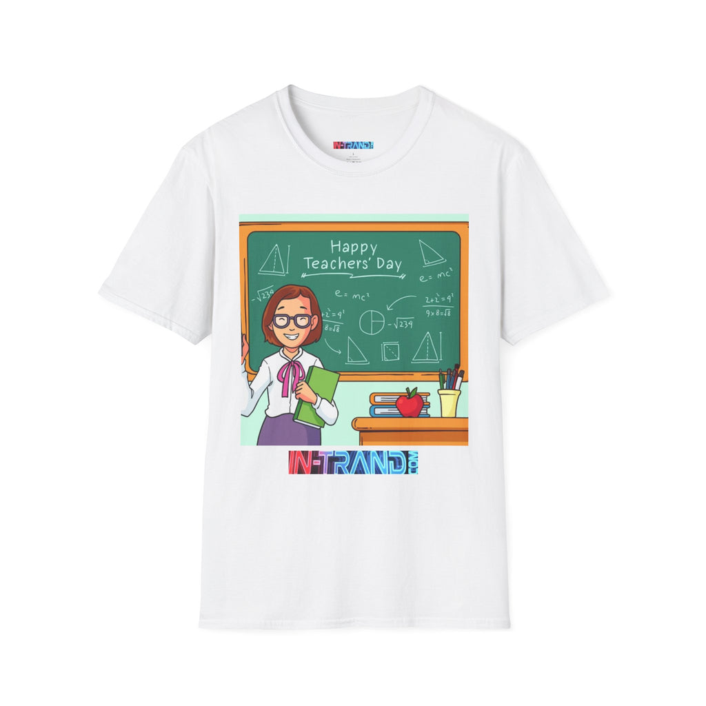Teachers Day T-Shirt - Happy Teacher Cartoon Chalkboard Design