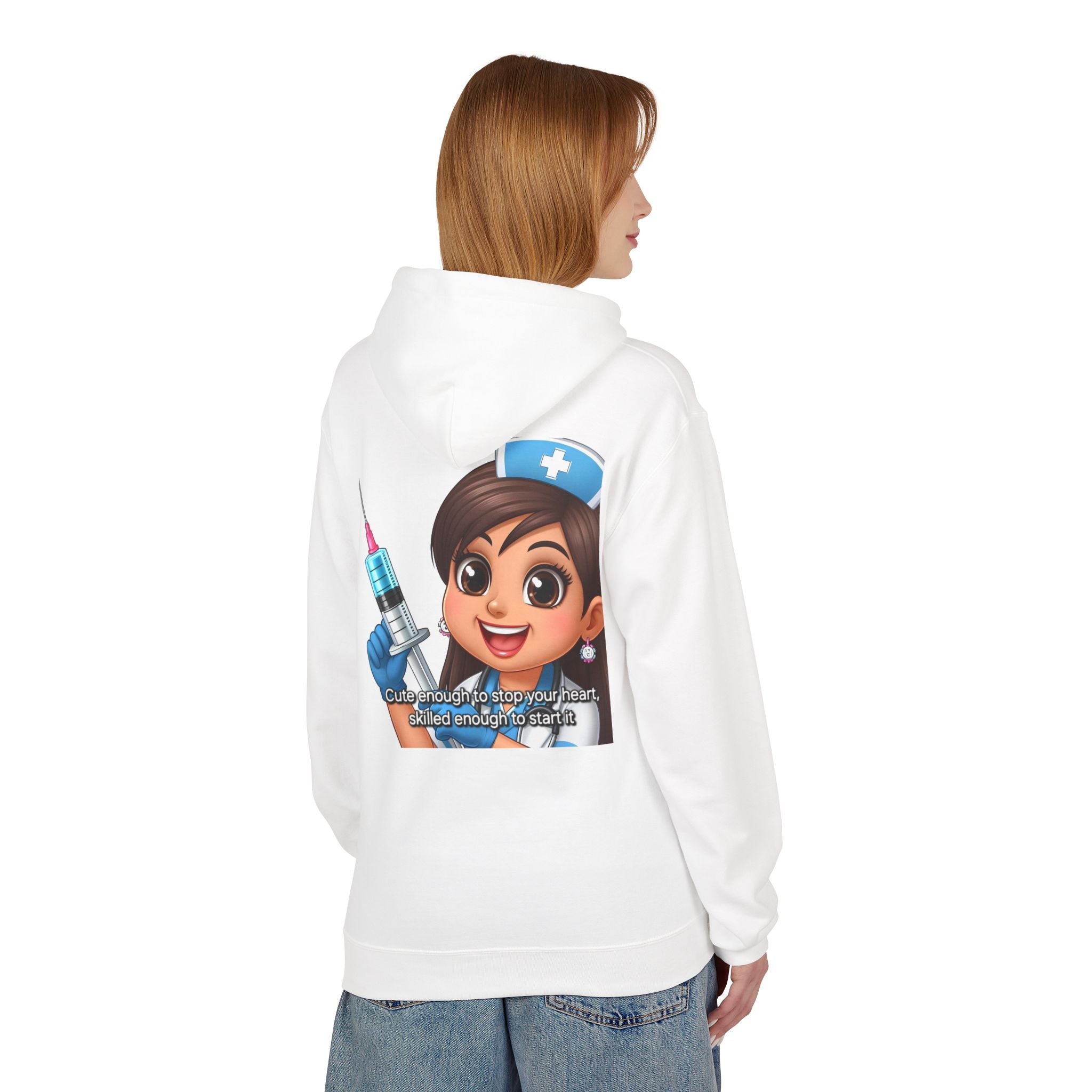 Nurse Emoji Hoodie — Cute Nurse with Syringe Graphic