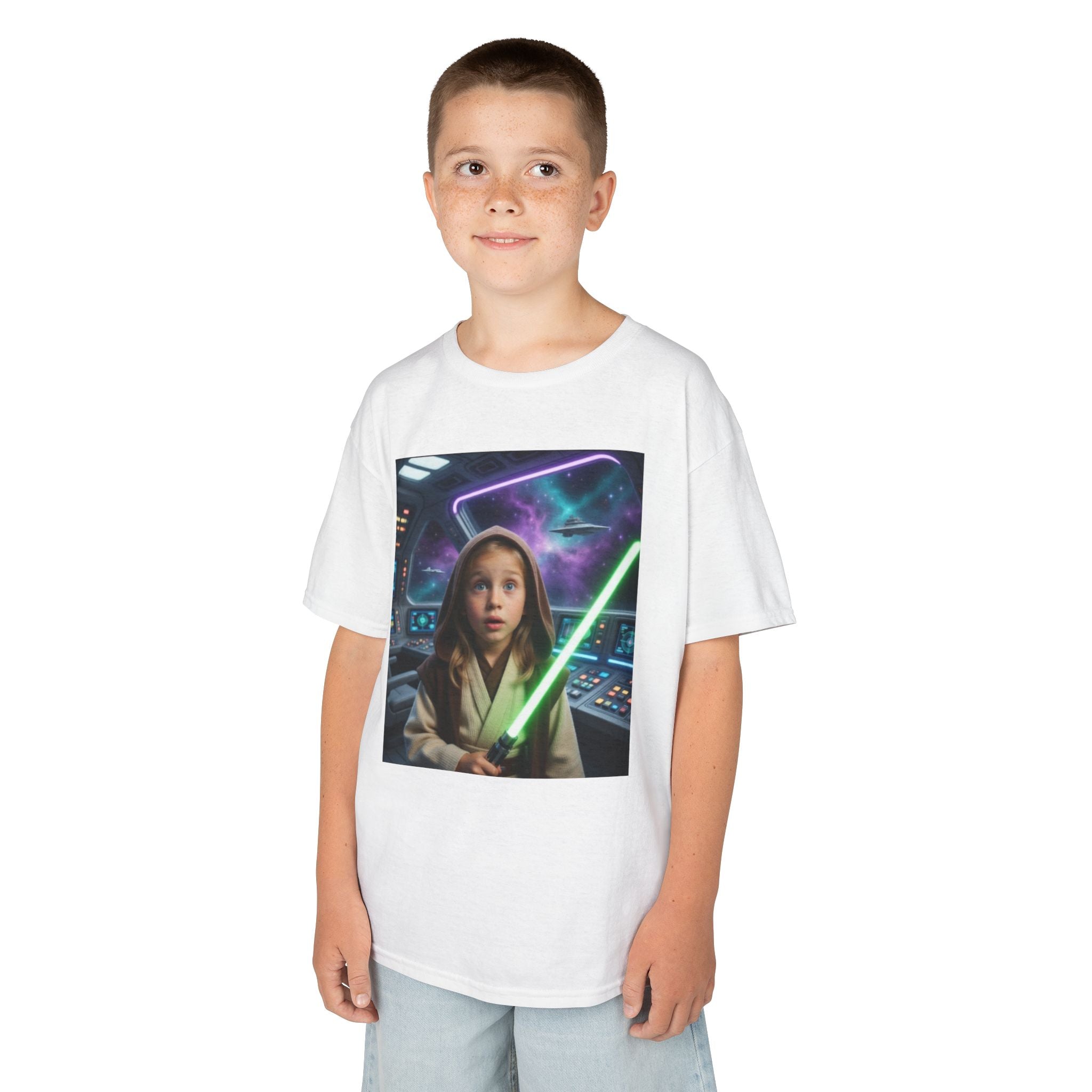 Kids Jedi Lightsaber T‑Shirt — Galactic Space Adventure Tee