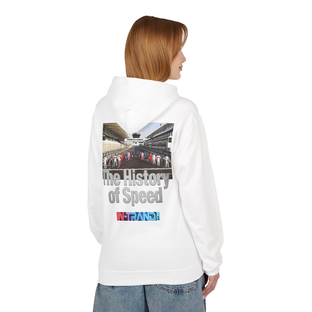 Racing History Hoodie — "The History of Speed" Graphic Racing Pit Crew Sweatshirt