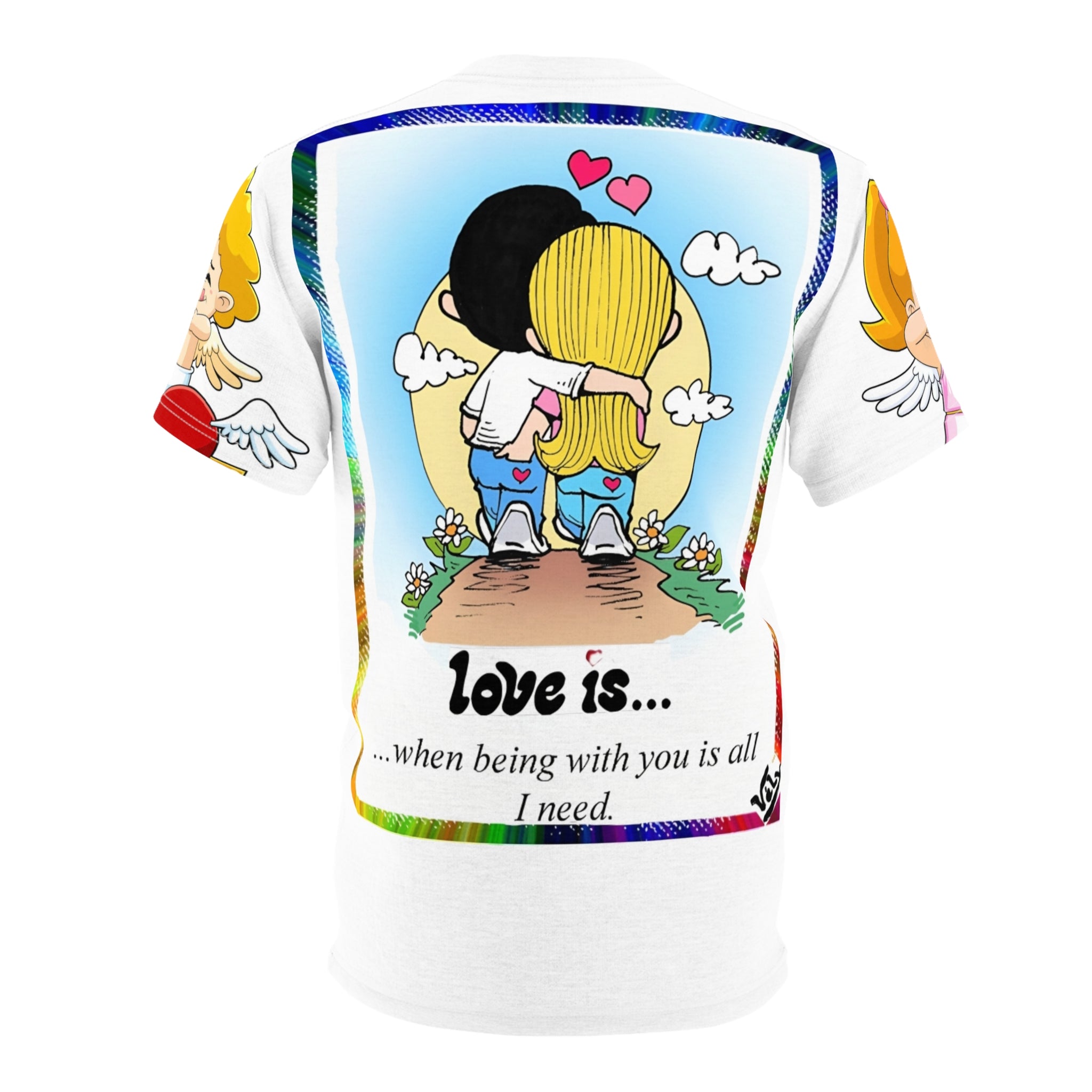 Love Is… Couple Illustration Tee — “Love is… my good luck I found someone like you.”