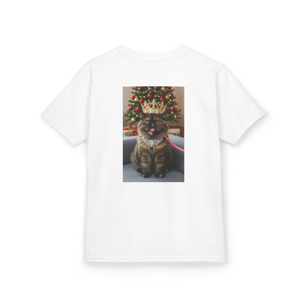 T-SHIRT KIDS FACE SWAP - CATS HEROES — Festive Tabby with Crown (Holiday Cat Shirt)