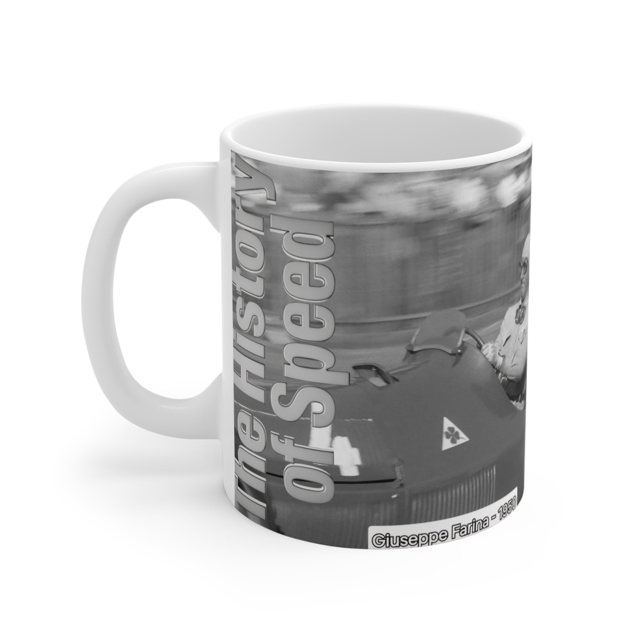 Vintage Racing Mug — 'An Entire History of Speed' Classic Race Car Coffee Cup