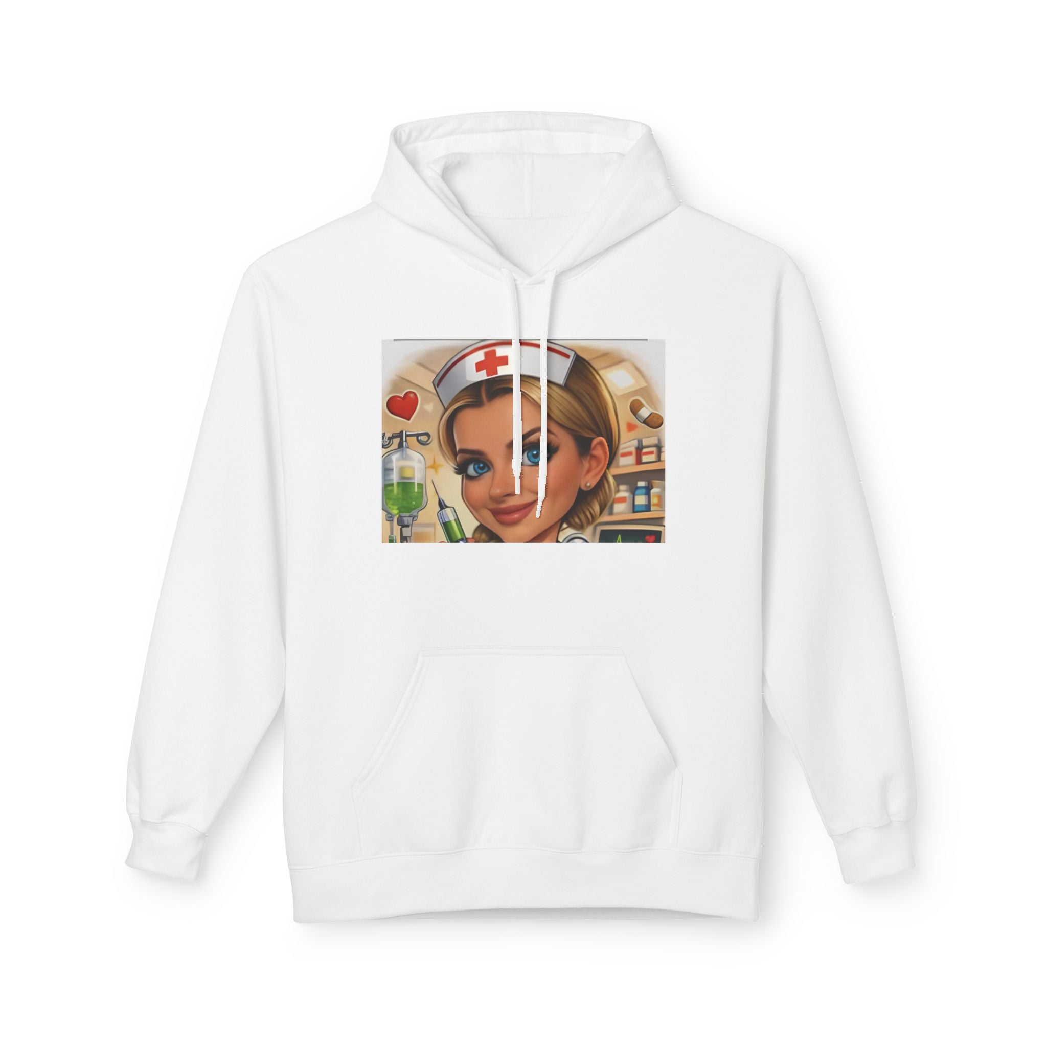 Nurse Cartoon Hoodie — Cute Nurse Illustration Sweatshirt (Healthcare Gift)