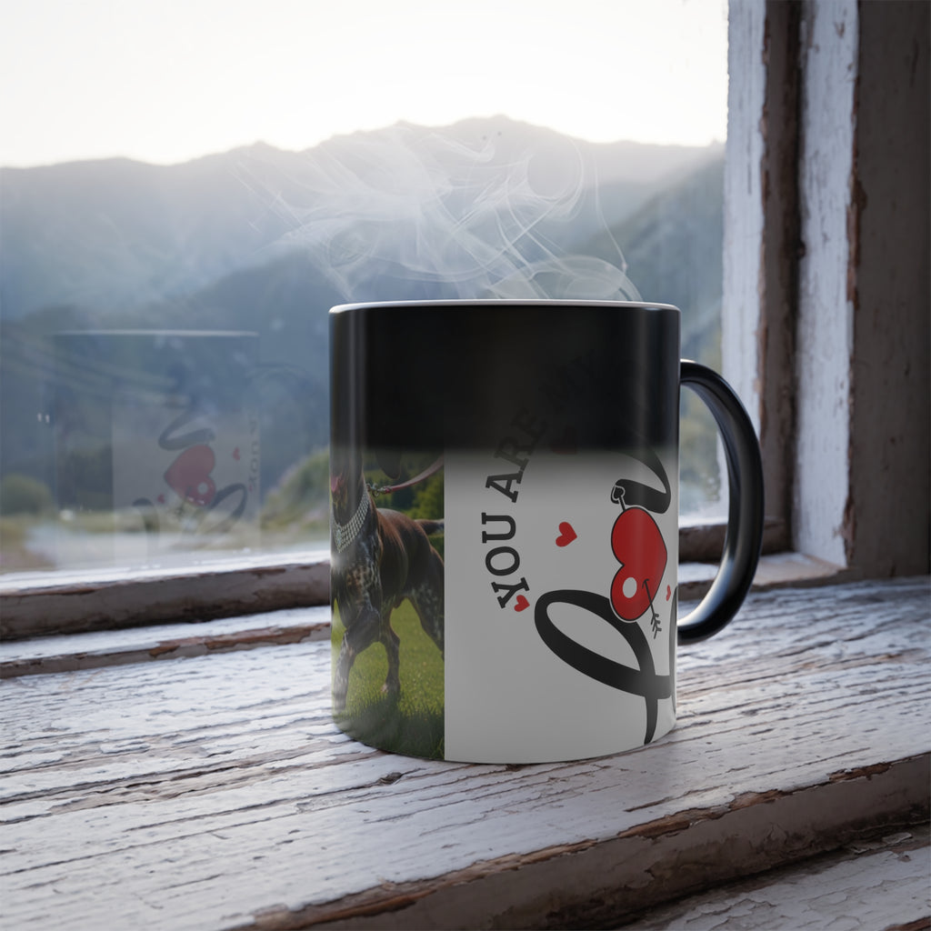 Color Morphing Mug — "You Are My Human" Dachshund Crowned King Design, 11oz