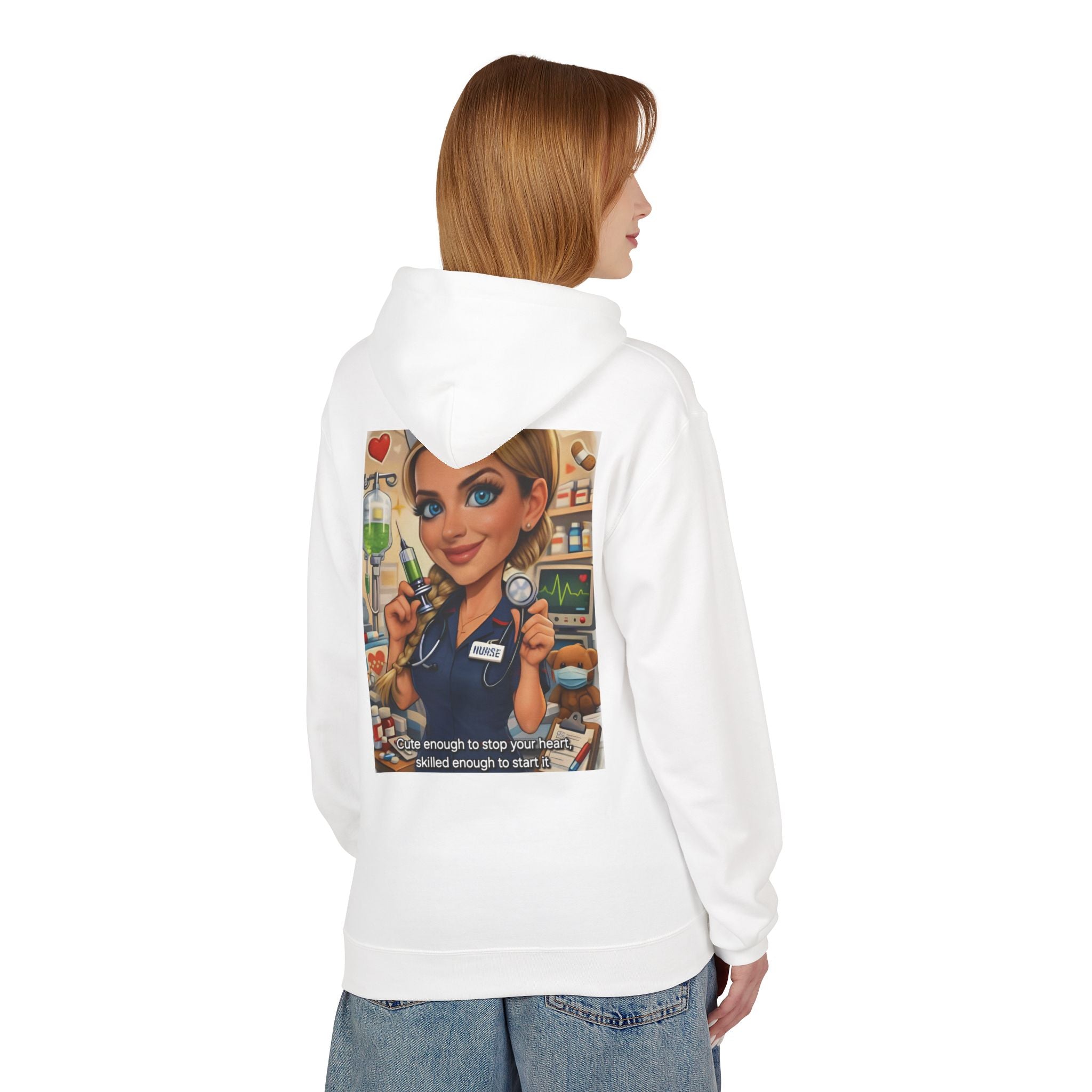 Nurse Cartoon Hoodie — Cute Nurse Illustration Sweatshirt (Healthcare Gift)