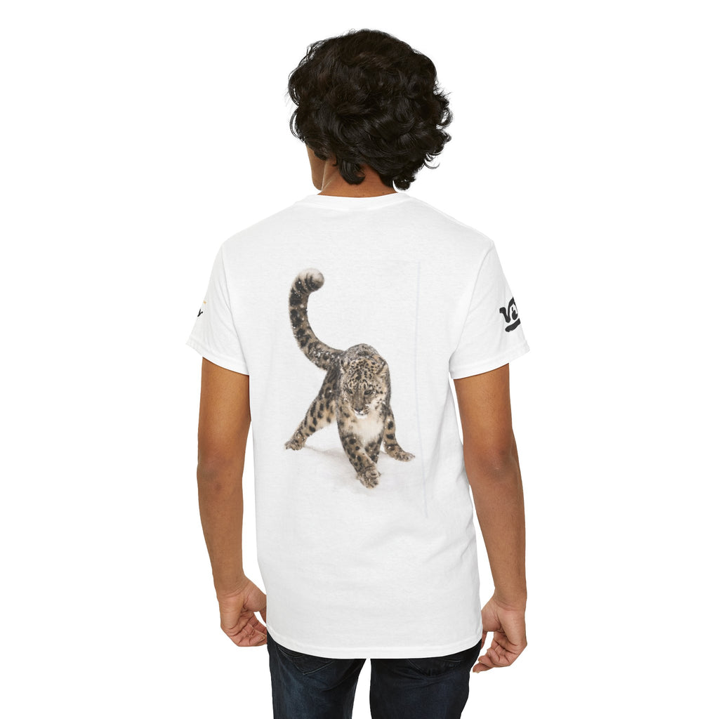 Snow Leopard T‑Shirt — Vintage Trading Card Wildlife Tee