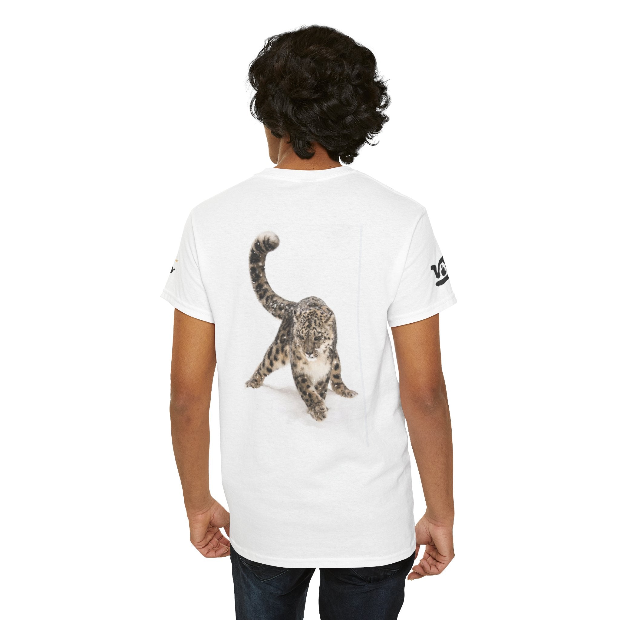 Snow Leopard T‑Shirt — Vintage Trading Card Wildlife Tee