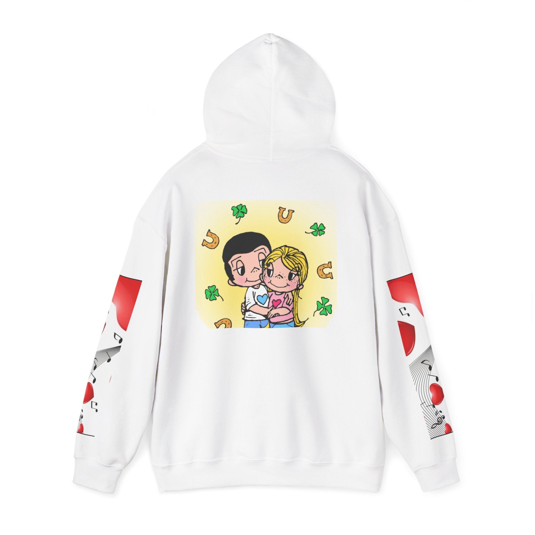 HOODIE LOVE IS...Cute Lucky Couple Hoodie — Cartoon Romance St. Patrick’s Sweatshirt