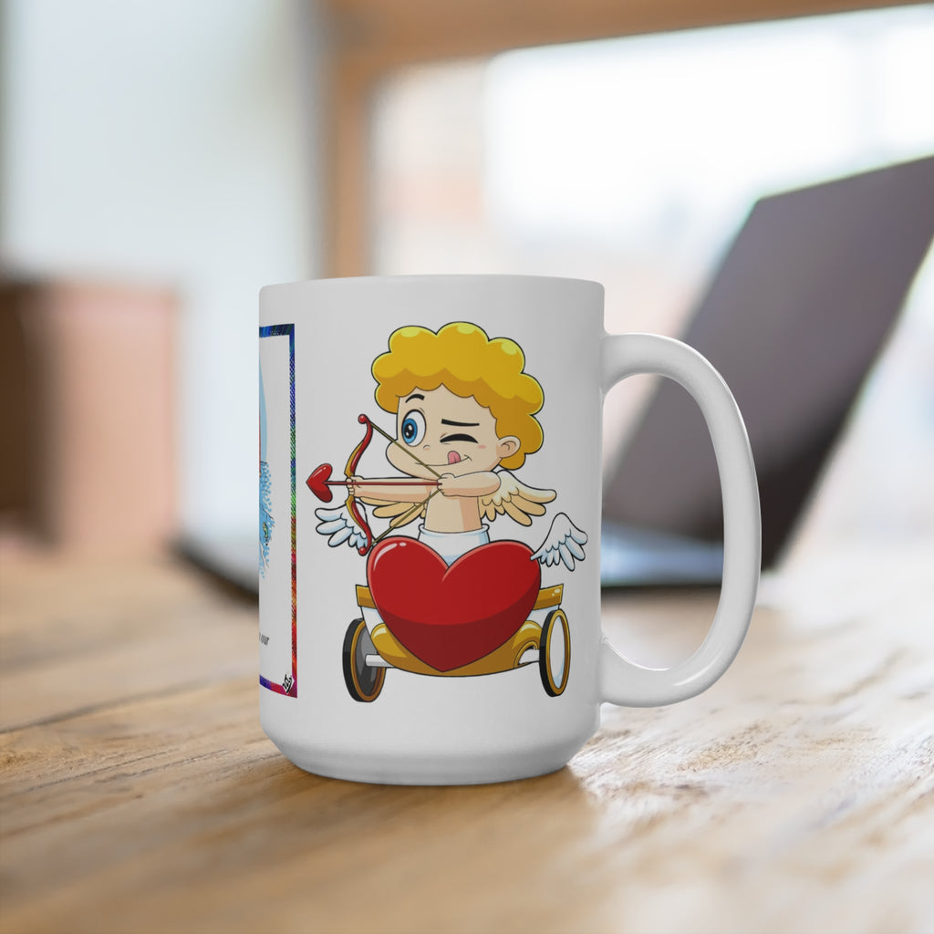 MUG LOVEIS... 15oz Romantic Coffee Mug — Cute Cupid & Sailboat Valentine’s Gift