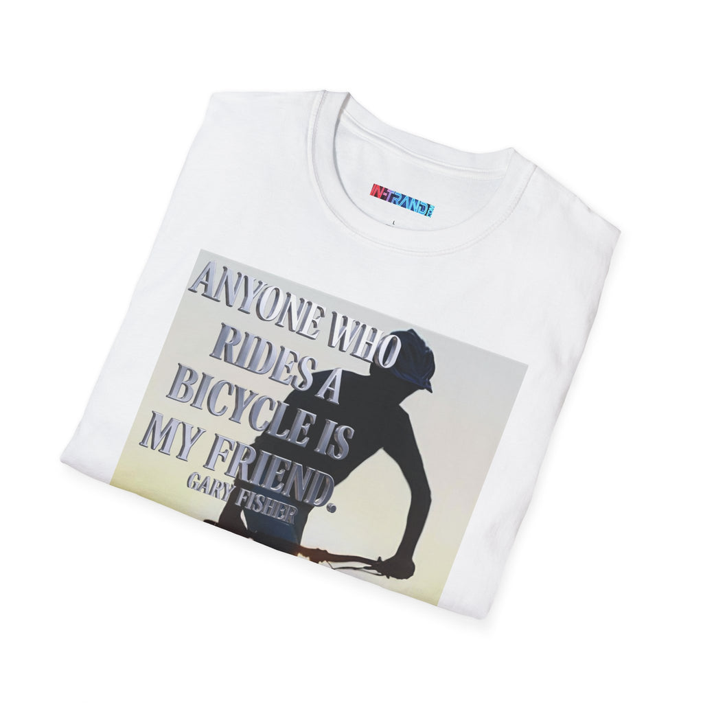 💎 Bicycle Silhouette T-Shirt — 'Anyone Who Rides a Bicycle Is My Friend' Cycling Tee 💎